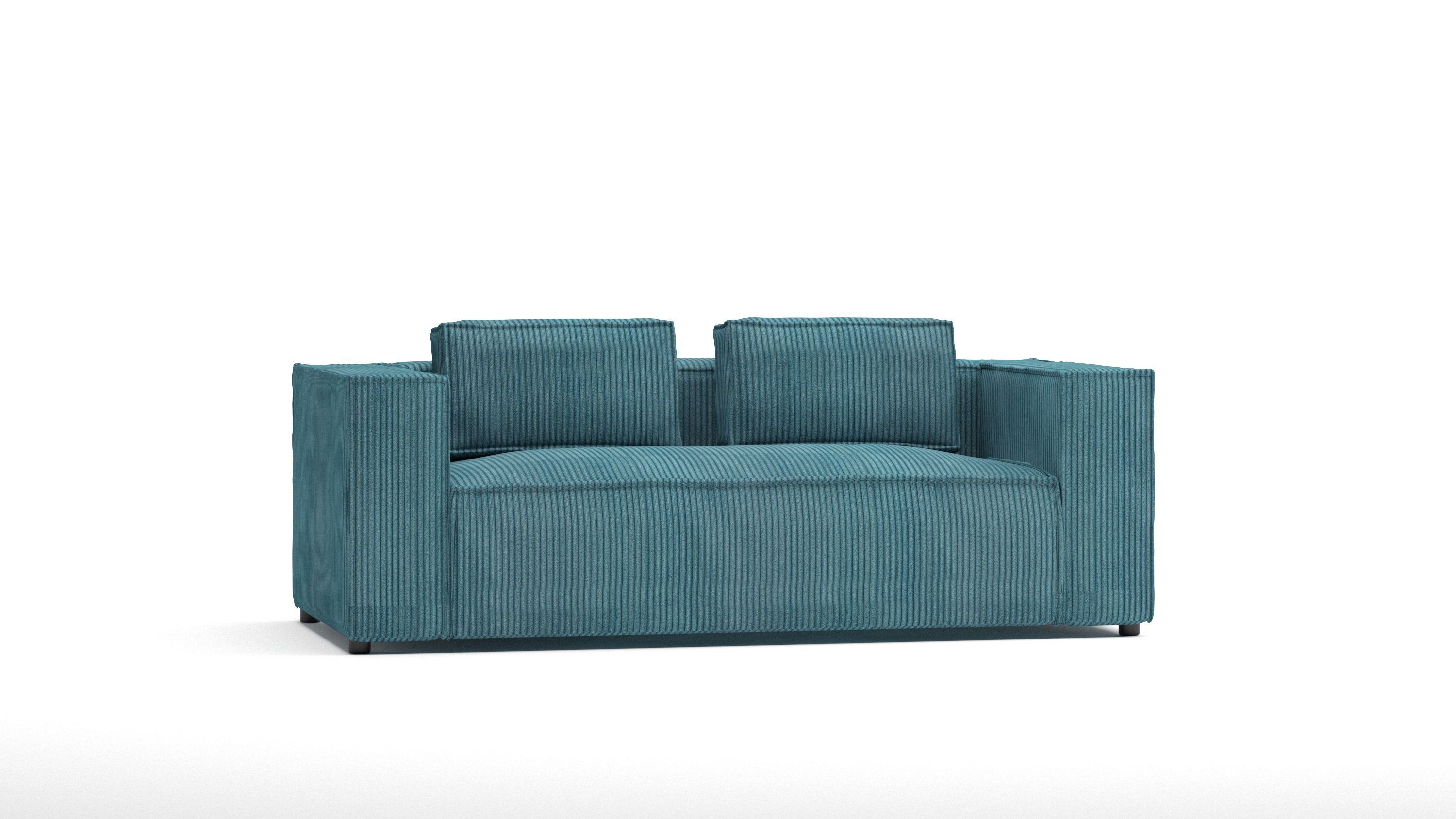 S-Style 2-Sitzer Türkis Teile, mit Wellenfederung Cord Renne, Möbel Sofa 1