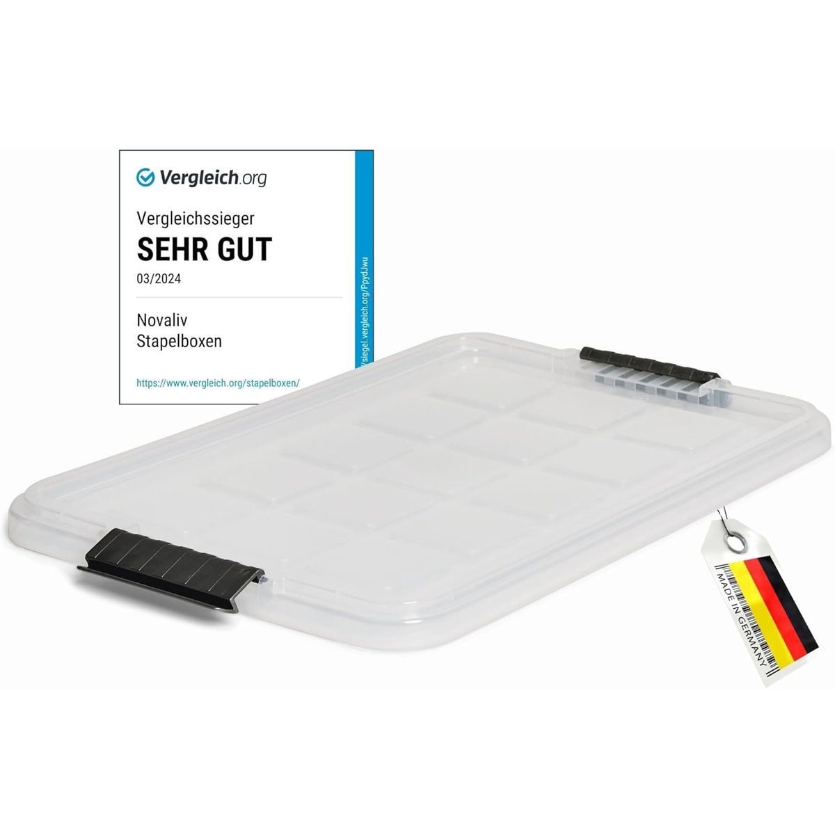 Novaliv Aufbewahrungsbox 30534-1 (1 St), Novaliv 1x Ersatzdeckel 15 Liter mit Clipverschluss 41x29 cm Transpare