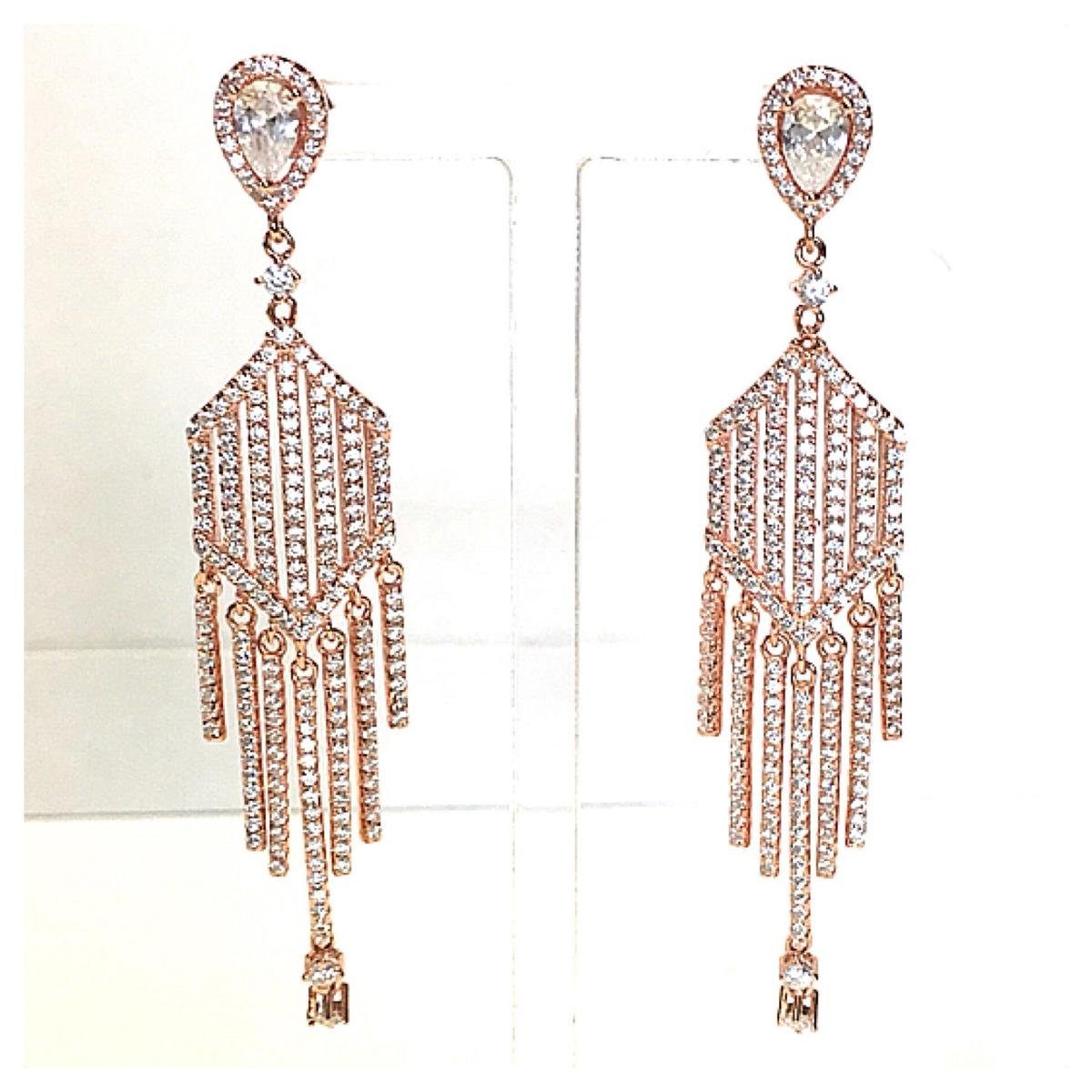 Edelschmiede925 Paar Ohrhänger Edelschmiede925 auffallende Ohrringe in 925 Silber rosé m Zirkonia