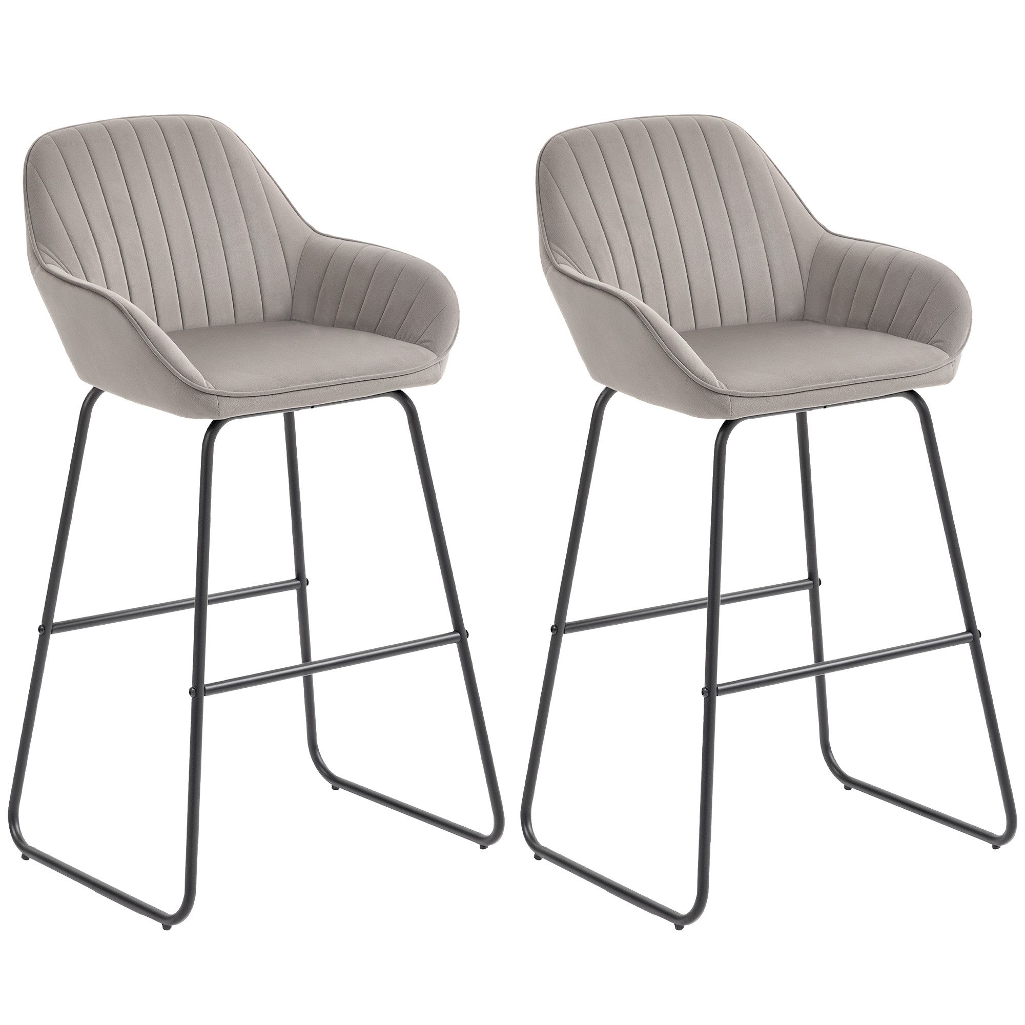 HOMCOM Barhocker mit Stoffbezug, Metallbeinen (Polsterhocker, 2 St., 2er-Se günstig online kaufen