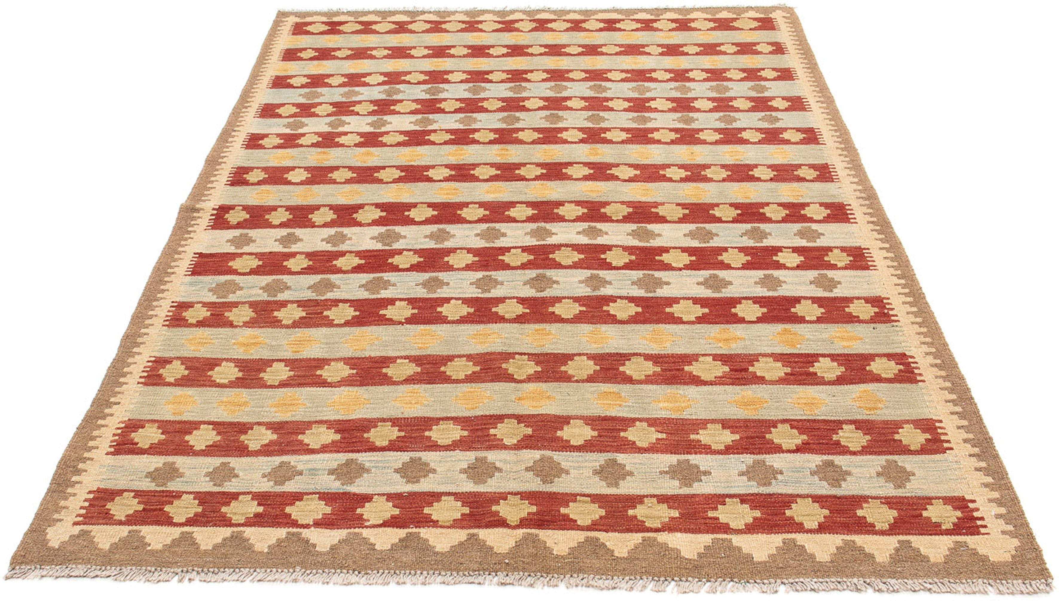 Wollteppich Kelim - Oriental - 201 x 142 cm - mehrfarbig, morgenland, rechteckig, Höhe: 4 mm, Wohnzimmer, Einzelstück