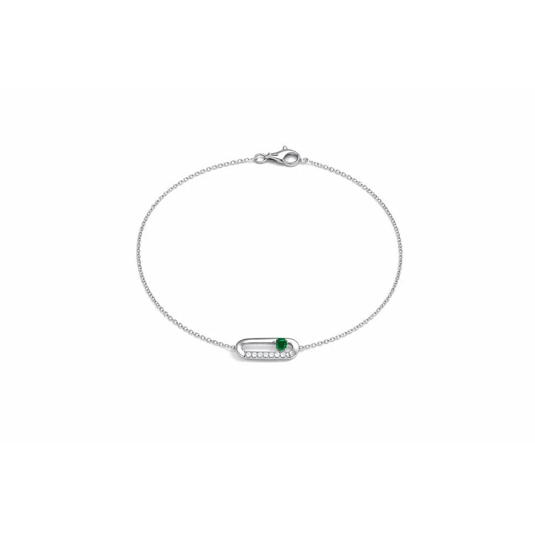 Suzan Gold Silberarmband Armband 925 Sterling Silber – Elegantes Gliederarmband mit grünem