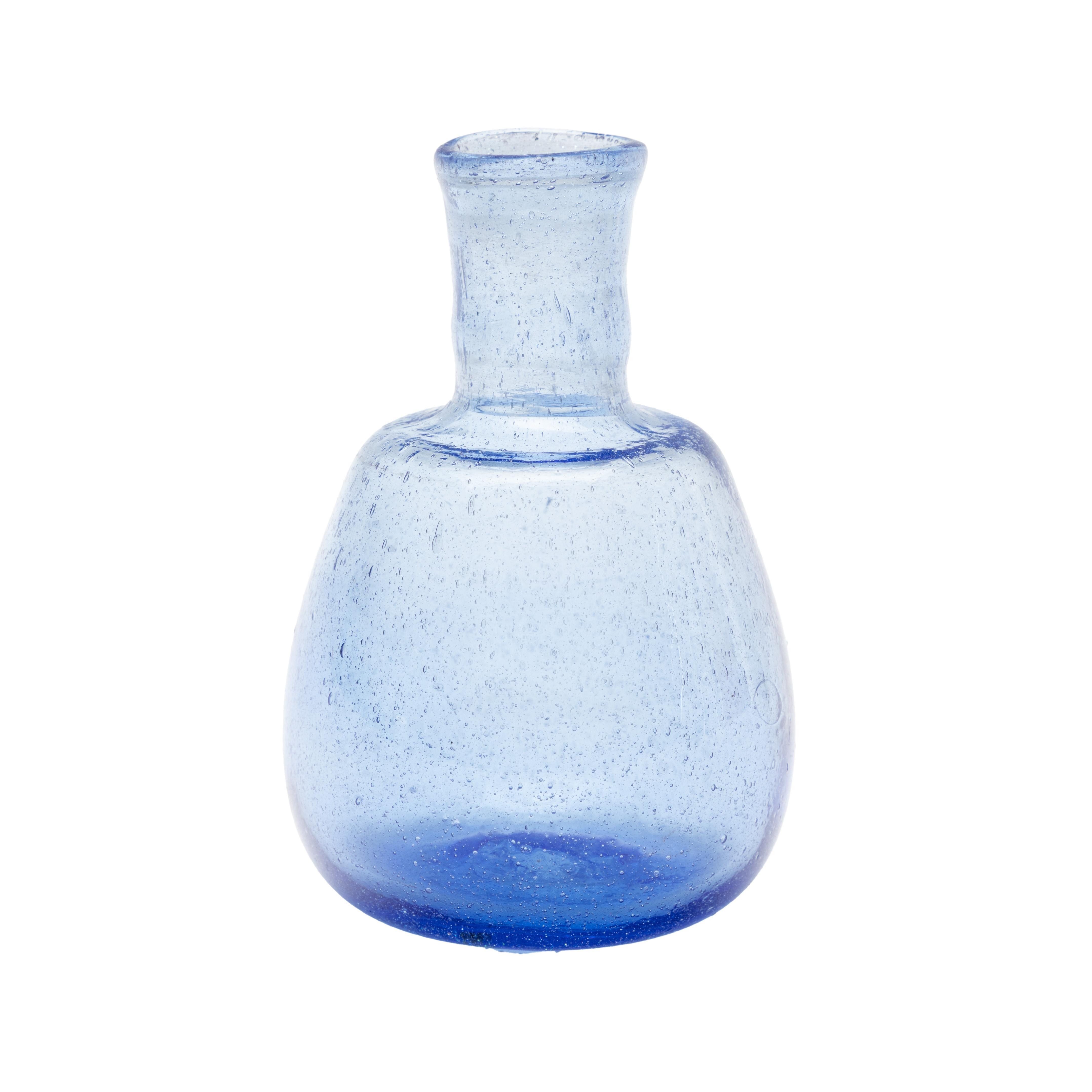 El Puente Dekovase Vase aus recyceltem Glas in Hellblau, Handmade, Handmade
