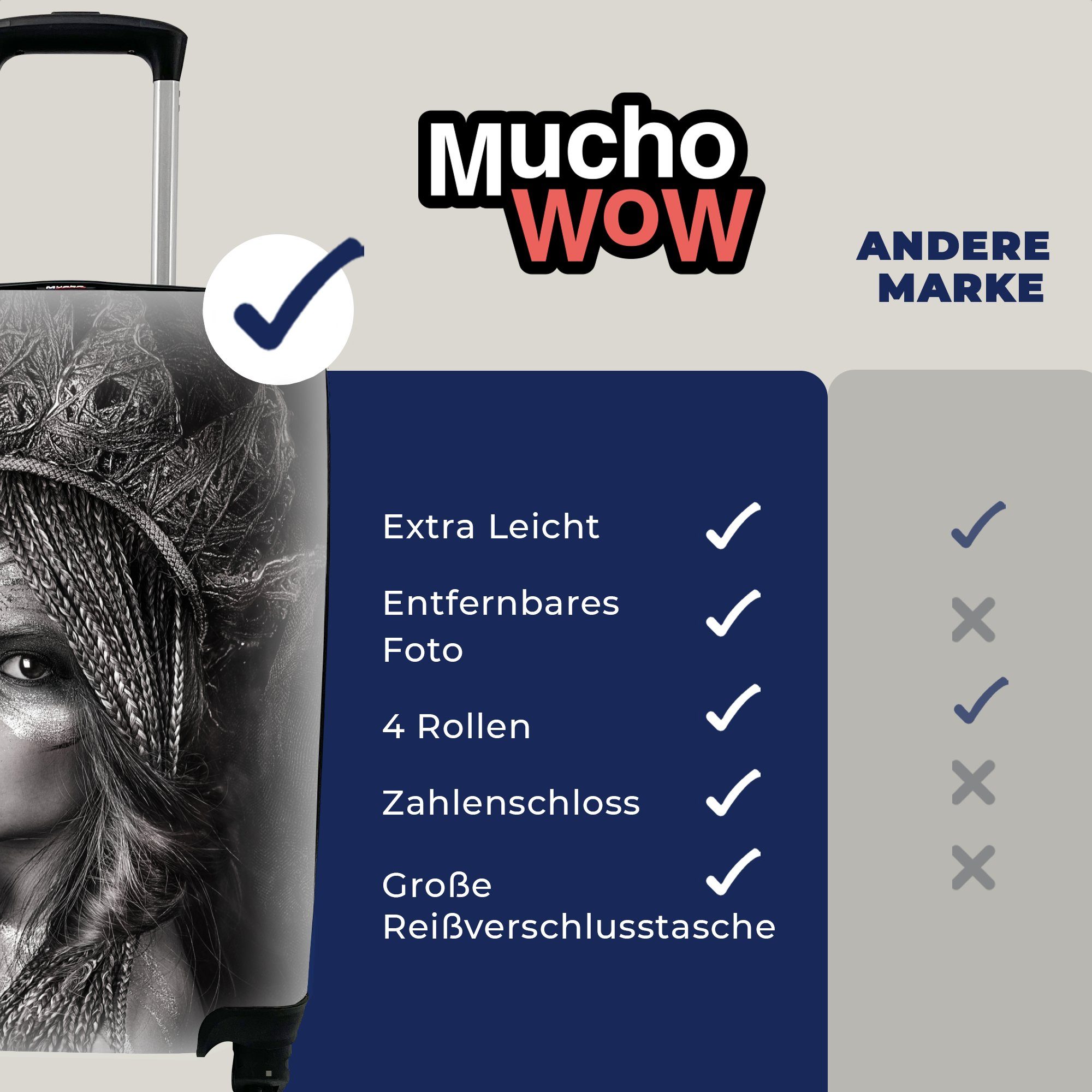 Weiß, 4 - Frau MuchoWow - für rollen, Trolley, Ferien, Handgepäckkoffer mit Schwarz Handgepäck Rollen, Reisekoffer Reisetasche