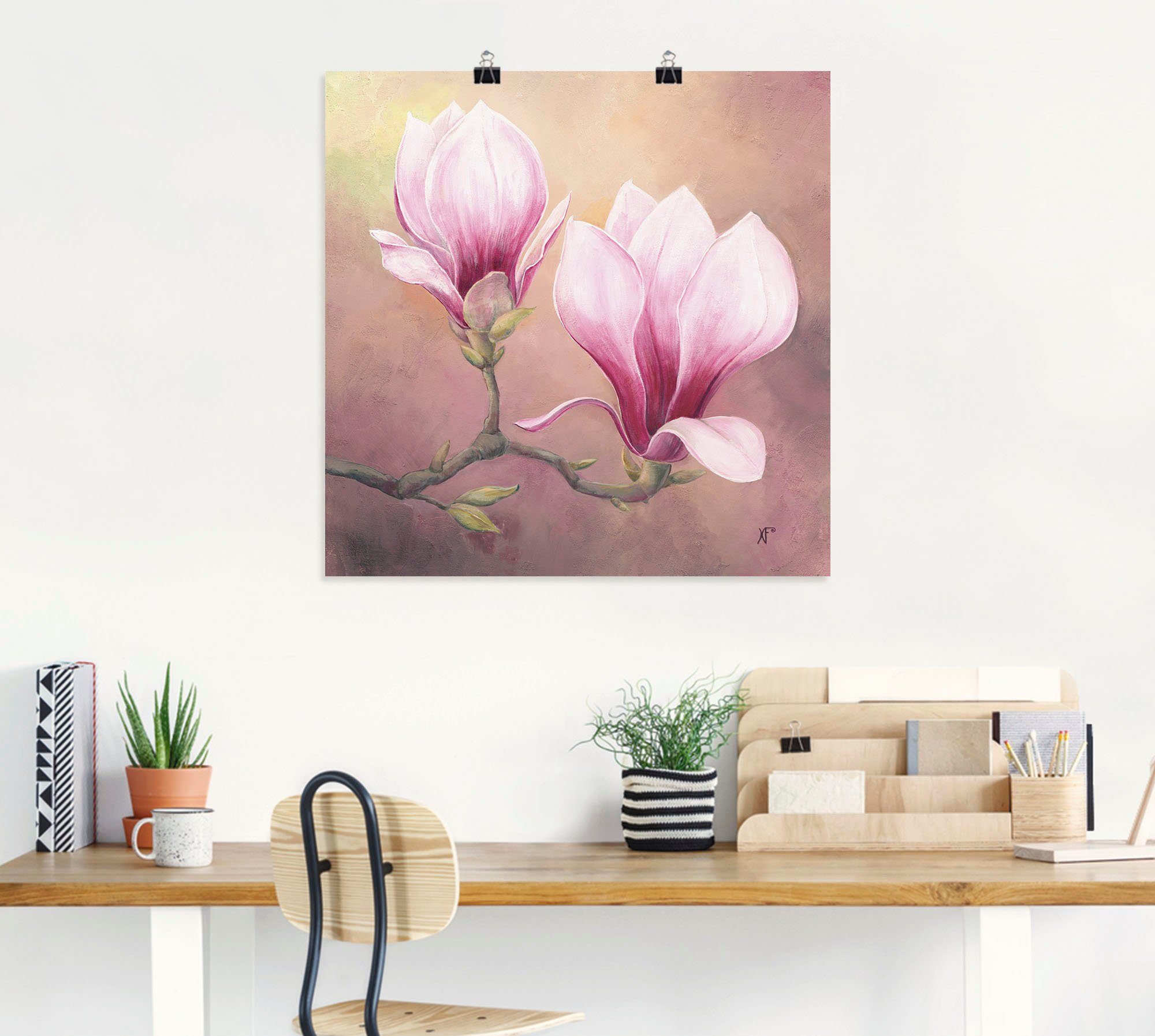 versch. Poster Alubild, oder Artland Wandbild Größen (1 St), Magnolie, Wandaufkleber als Blumenbilder Leinwandbild, in Späte