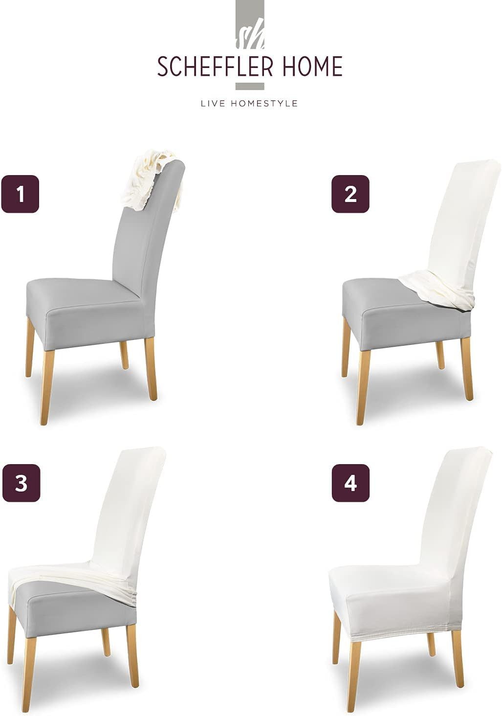 sh SCHEFFLER-HOME LIVE HOMESTYLE Stuhlhusse Moderner Stuhlbezug "Mia" aus Microfaser, abnehmbarer & waschbarer Spannbezug für Stühle