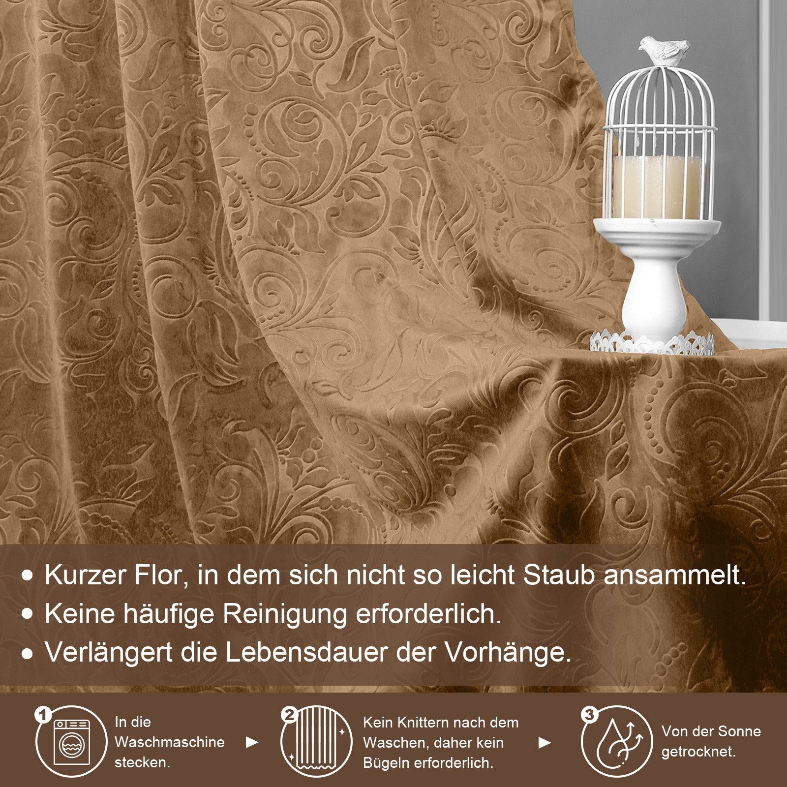 Jibenhome Verdunkelungsvorhang Samt Gardine 2er-Set, Blickdicht günstig online kaufen