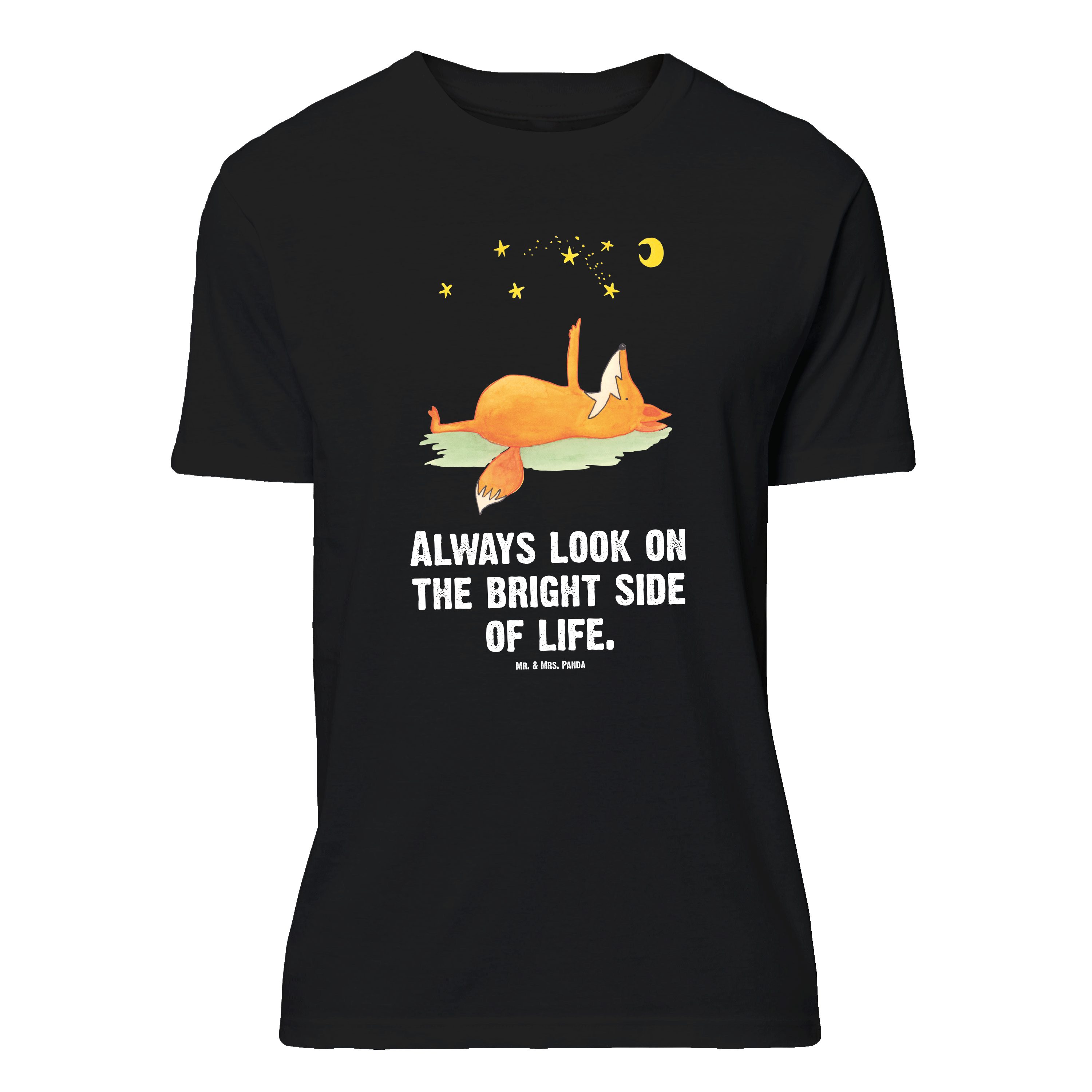 T-Shirt Fuchs Sterne, Größe M T-Shirt, Schwarz, T-Shirt mit Spruch, Optimisti