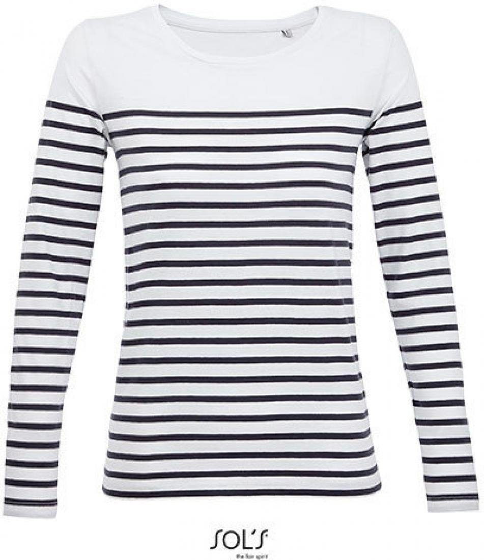 SOLS Langarmshirt Damen Shirt Women´s Long Sleeve Striped T-Shirt Matelot