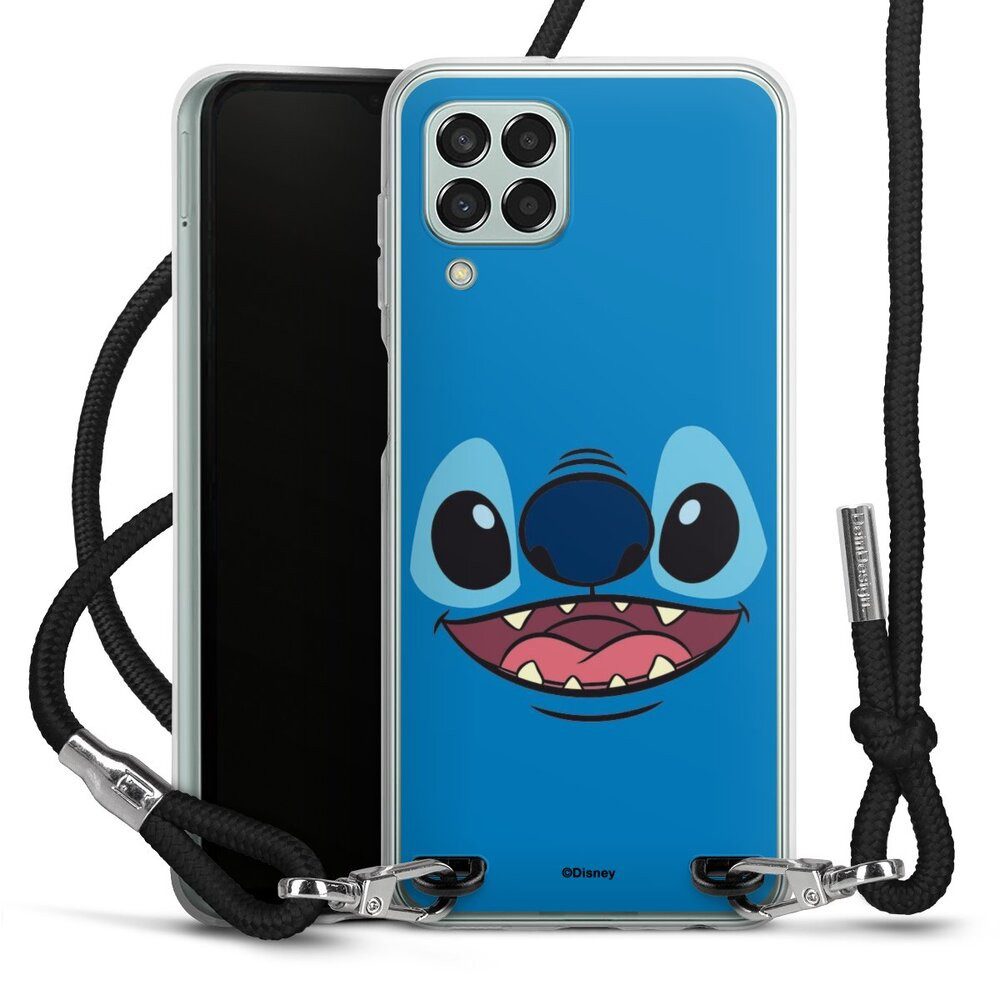 DeinDesign Handyhülle Lilo & Stitch Disney Offizielles Lizenzprodukt Stitch Closeup, Samsung Galaxy M33 5G Handykette Hülle mit Band Case zum Umhängen