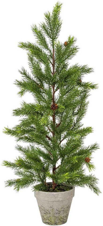 Creativ green Künstlicher Weihnachtsbaum Weihnachtsdeko, künstlicher  Christbaum, Tannenbaum, mit Zapfen und im Topf