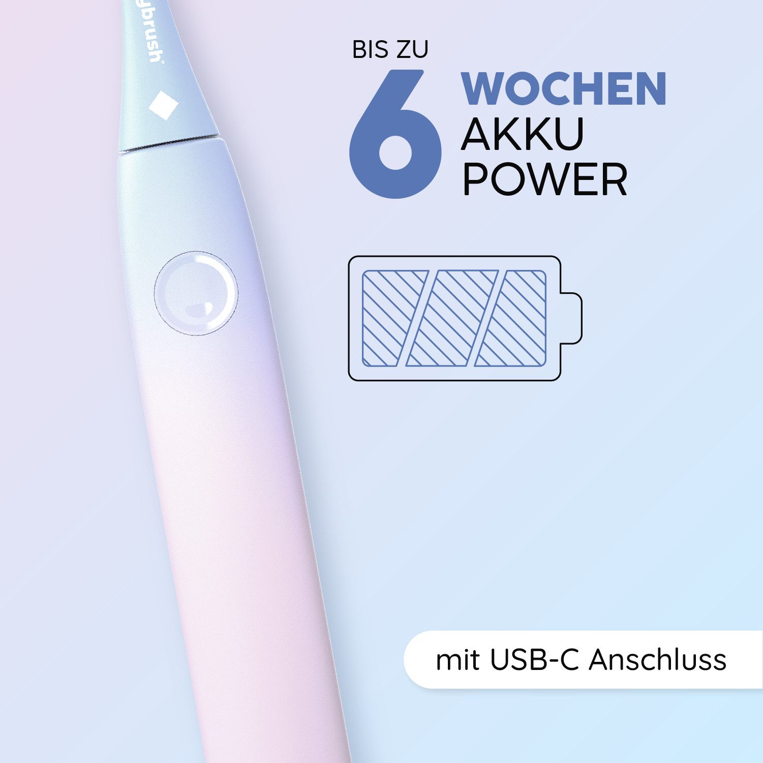 happybrush Schallzahnbürste Eco Vibe 3 Lite - 100 Tage Probeputzen - 8 Wochen Power Akku, Aufsteckbürsten: 1 St., Eco Vibe 3, 3 individuelle Putz-Modi, Schalltechnologie