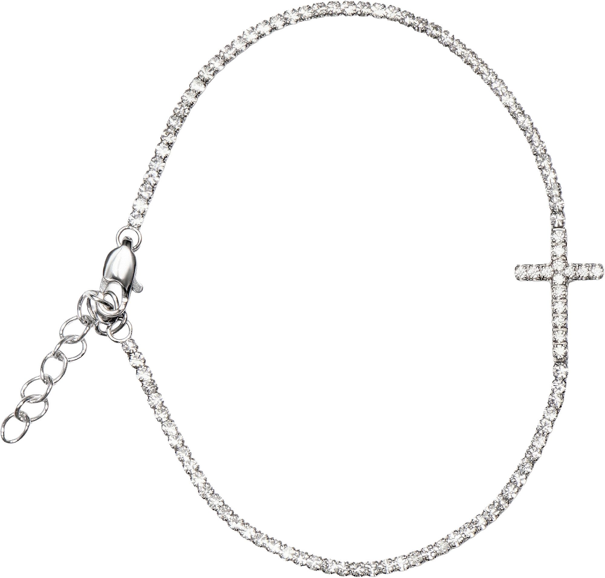 Jacques Lemans Edelstahlarmband Kreuz, mit Zirkonia (synth)