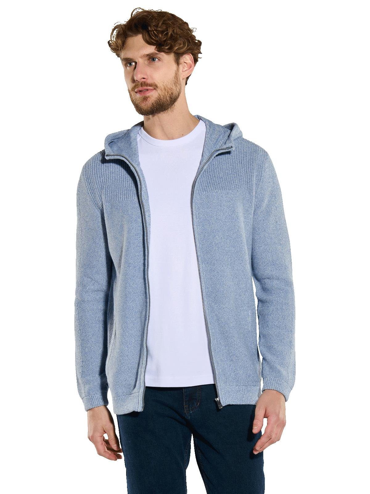 Engbers Strickjacke Herren Strickjacke strukturiert, Hellblau