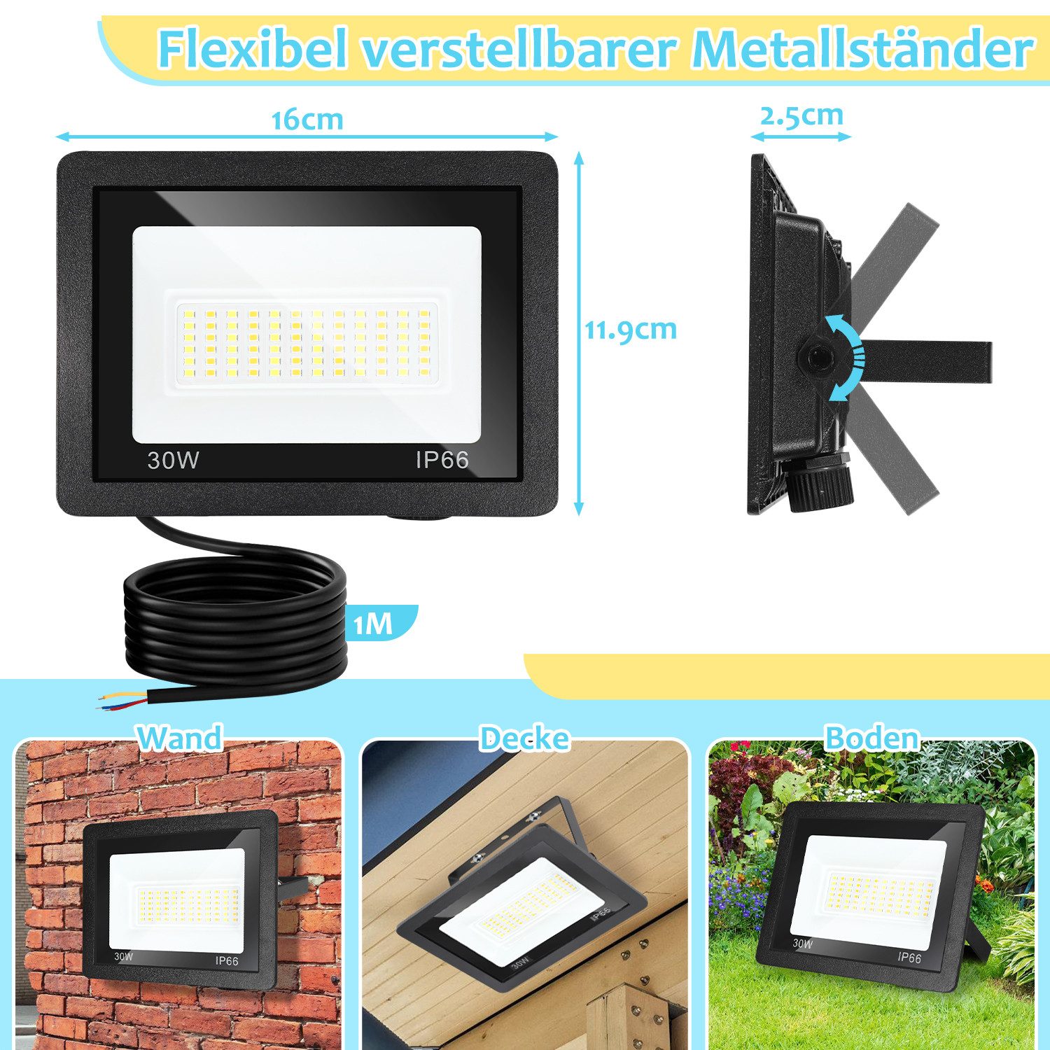 Clanmacy LED Flutlichtstrahler LED Fluter LED günstig online kaufen
