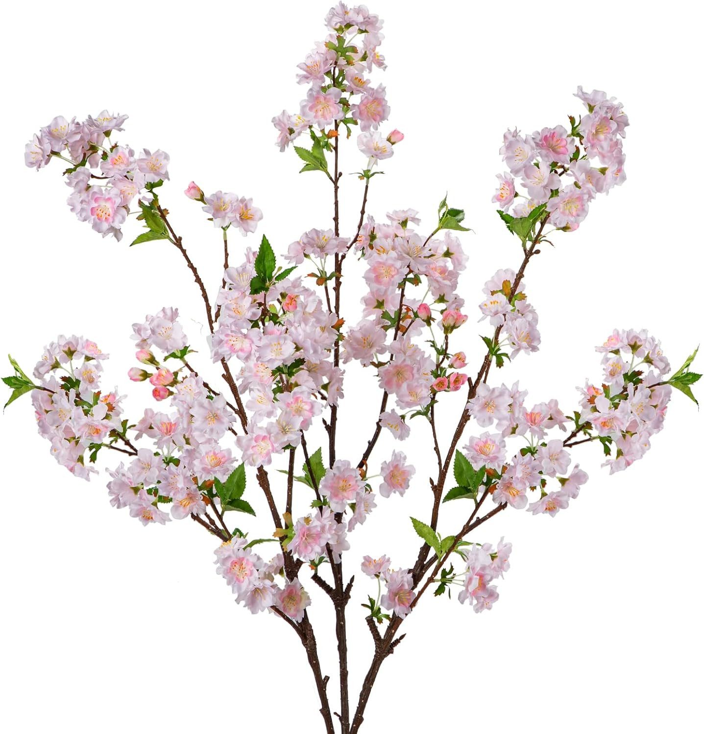 Kunstblumenstrauß 4PCS Künstliche Kirschblütenzweige Deko, Frühling Kirschblüten Zweige, Minicloss, für Hochzeitszimmer Zuhause Hotel Partydekoration DIY Dekor