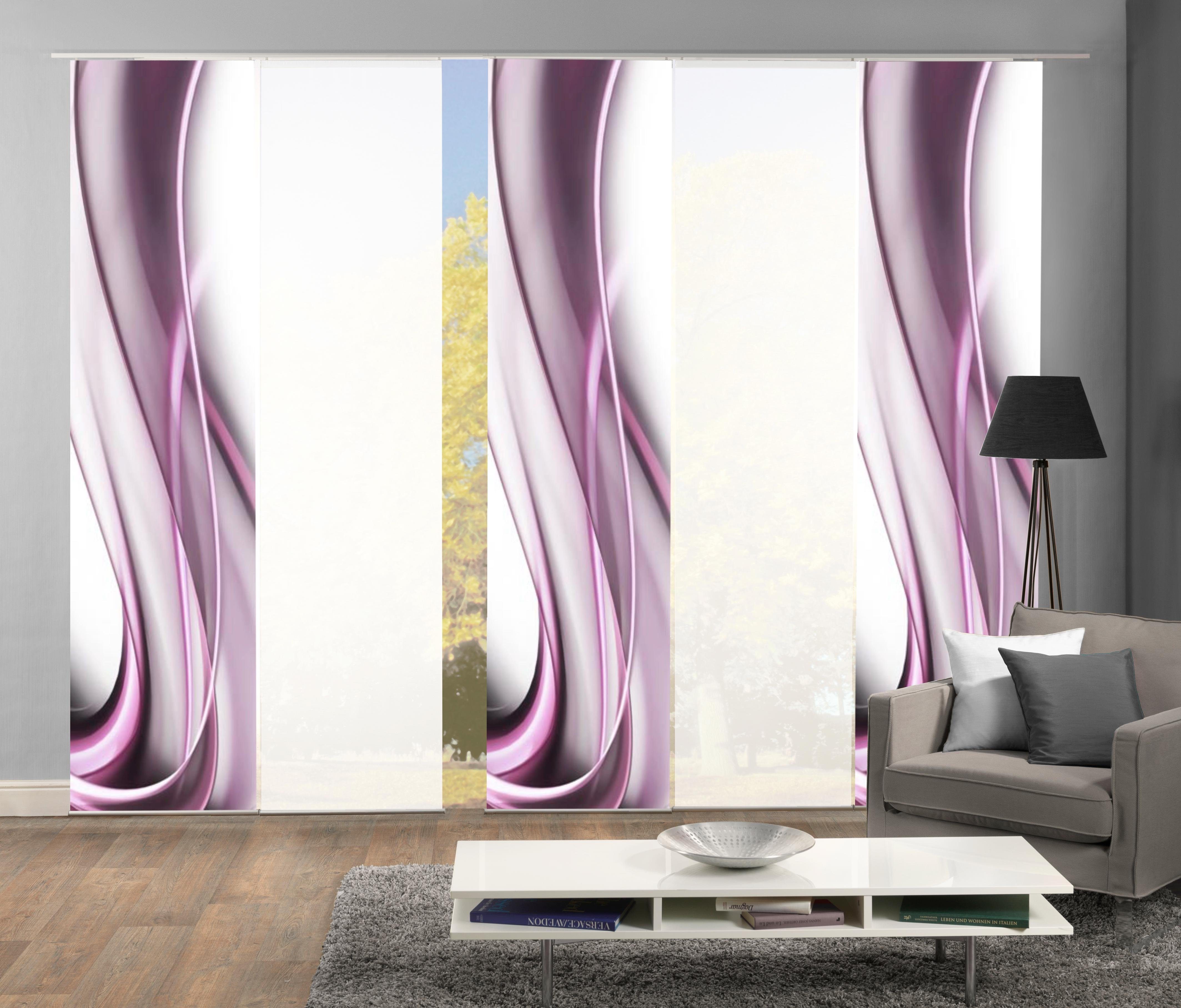 HOME WOHNIDEEN Schiebegardine ONDAR (5 St), Klettband, halbtransparent, HxB: 245x60, inkl. Befestigungszubehör