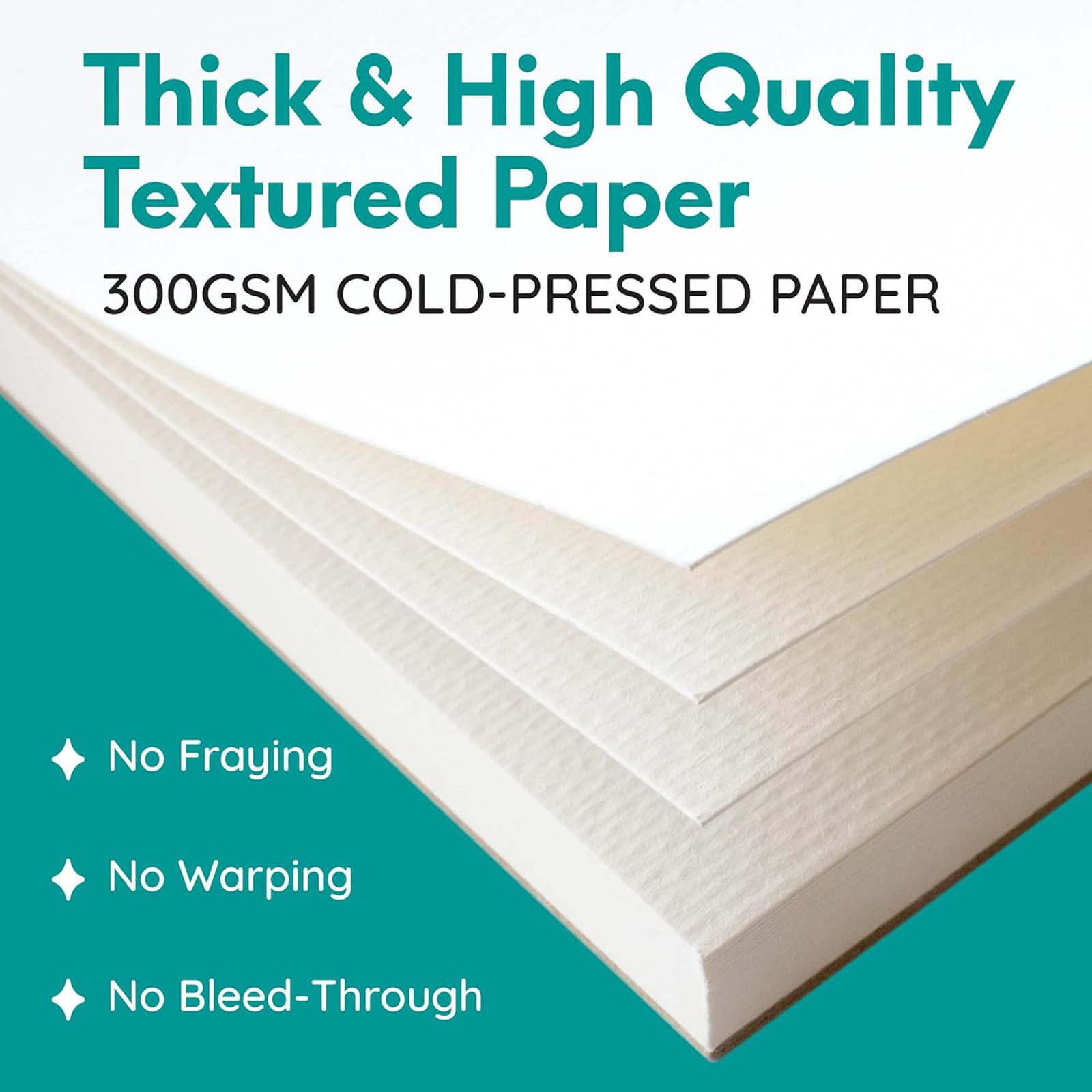 MozArt Supplies Zeichenblock Premium Aquarellpapier Aquarellblock Zeichenblock, A4 30 Blatt 300 g/m²