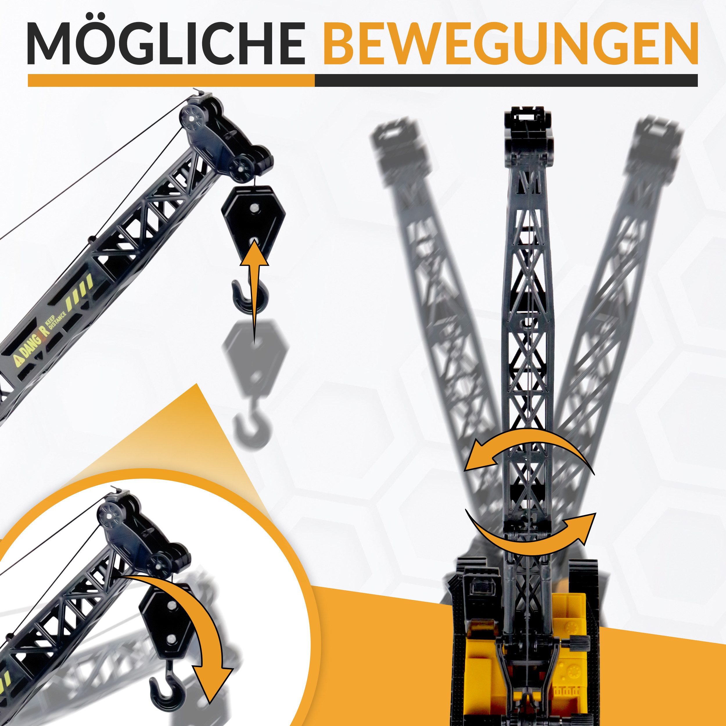 Oramics Spielzeug-Kran Raupenkran Baustellenfahrzeug Spielzeugauto Spielzeu günstig online kaufen