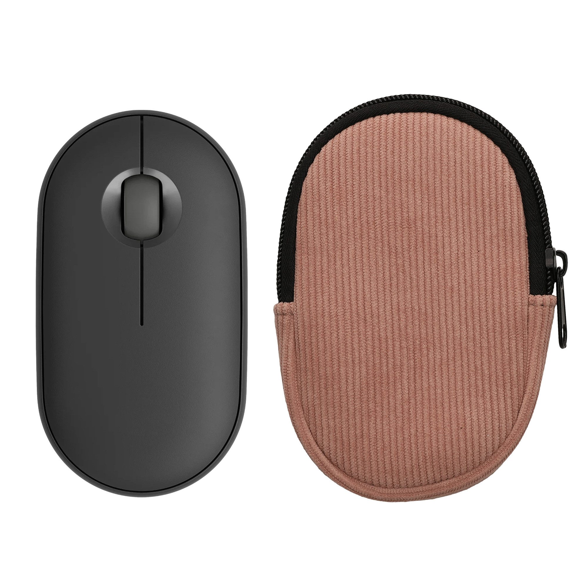 kwmobile Schutz-Set Maus Tasche für Logitech Pebble Mouse 2 M350s / M350 Hülle, Case für Bluetooth Maus aus robustem Cord und Neopren Stoff