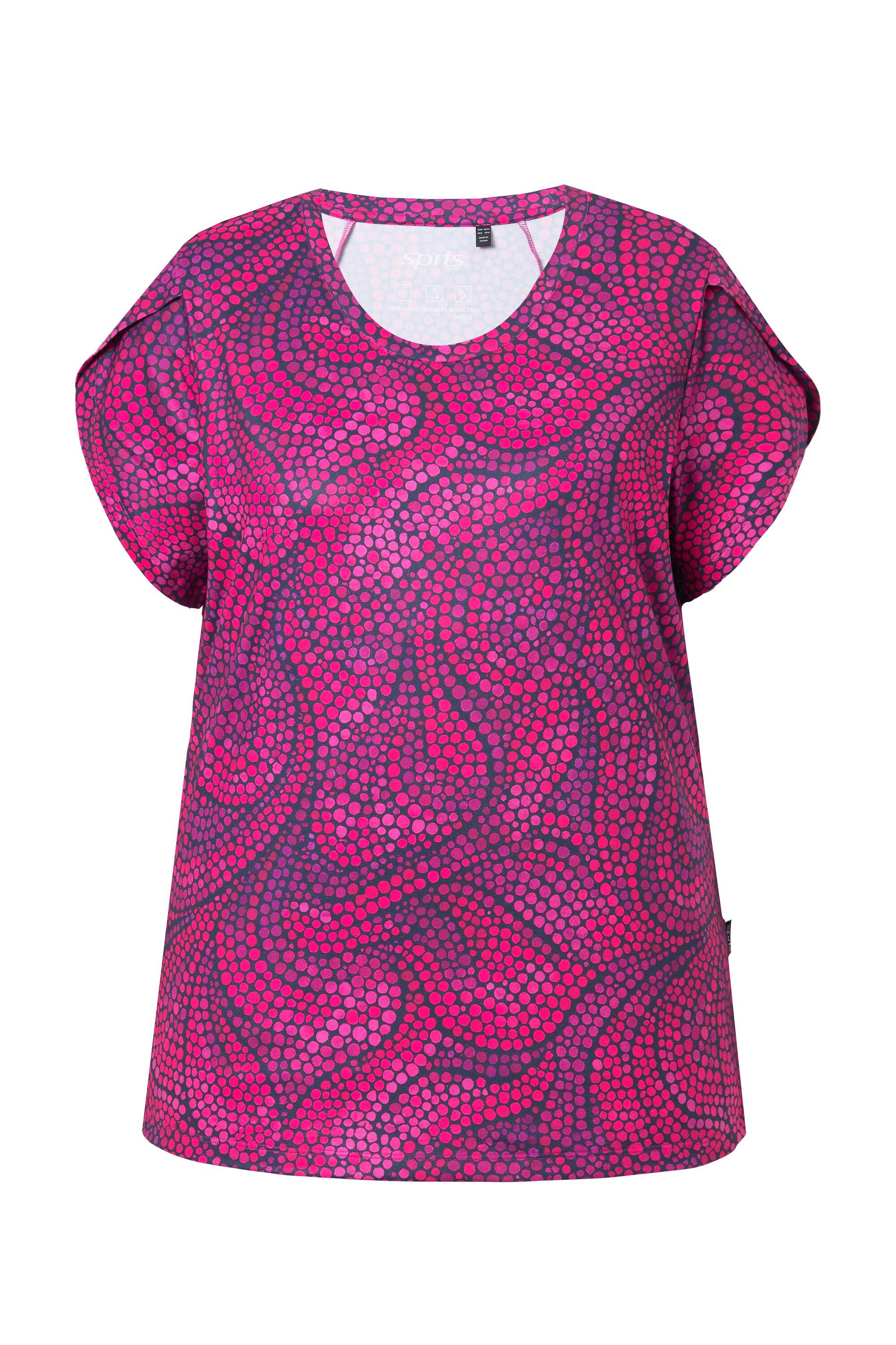 Ulla Popken T-Shirt Funktions-Shirt Blüten Rückenfalten Rundhals
