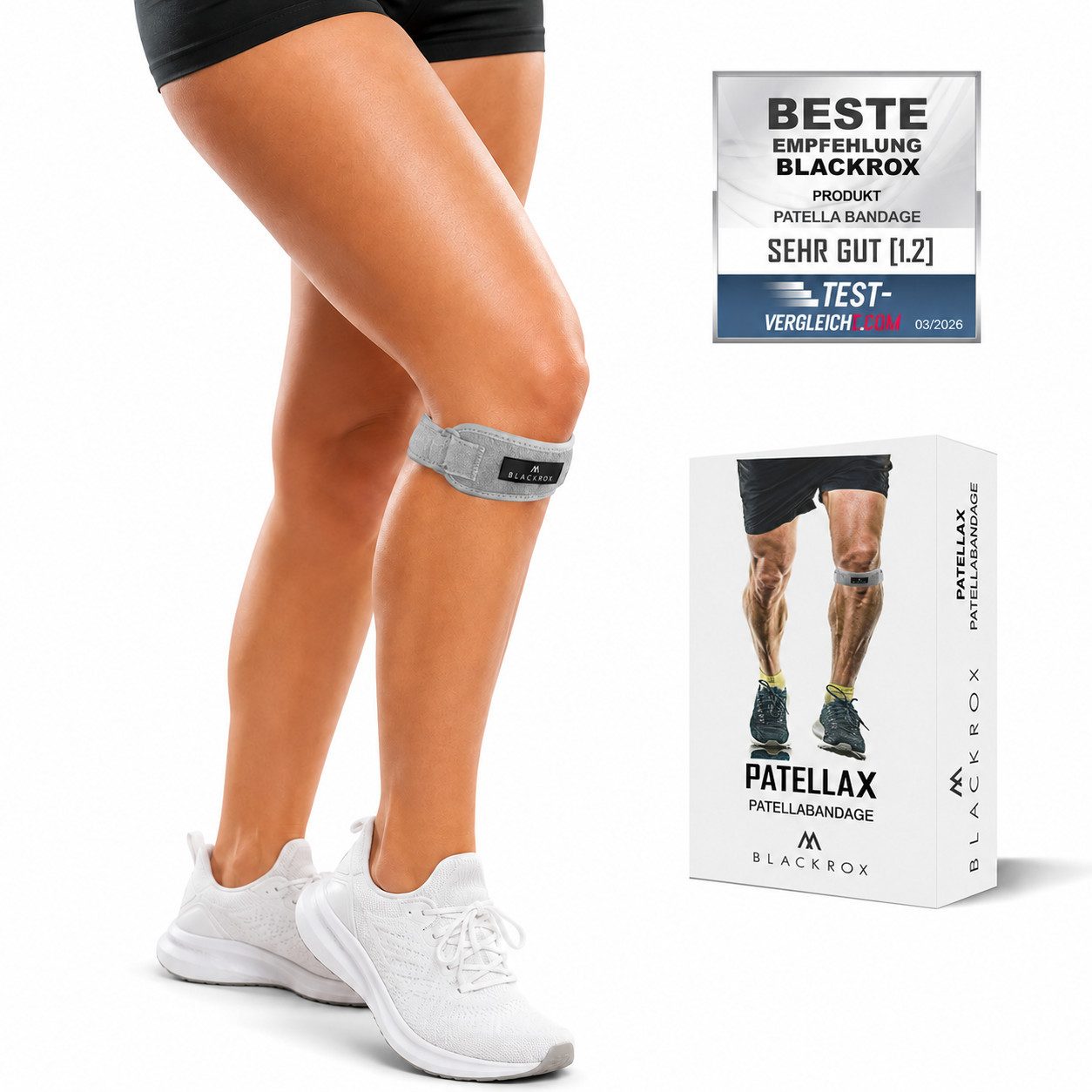 BLACKROX Kniebandage [Vergleichssieger 2026] Patellabandage, One Size, Damen und Herren