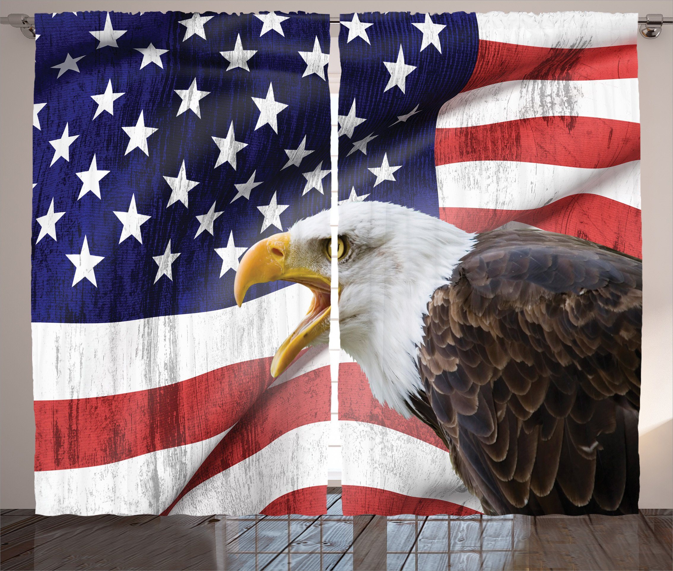Haken, Vorhang Eagle Abakuhaus, Amerikanische Bald und Kräuselband Schlafzimmer Schlaufen mit Flagge Gardine