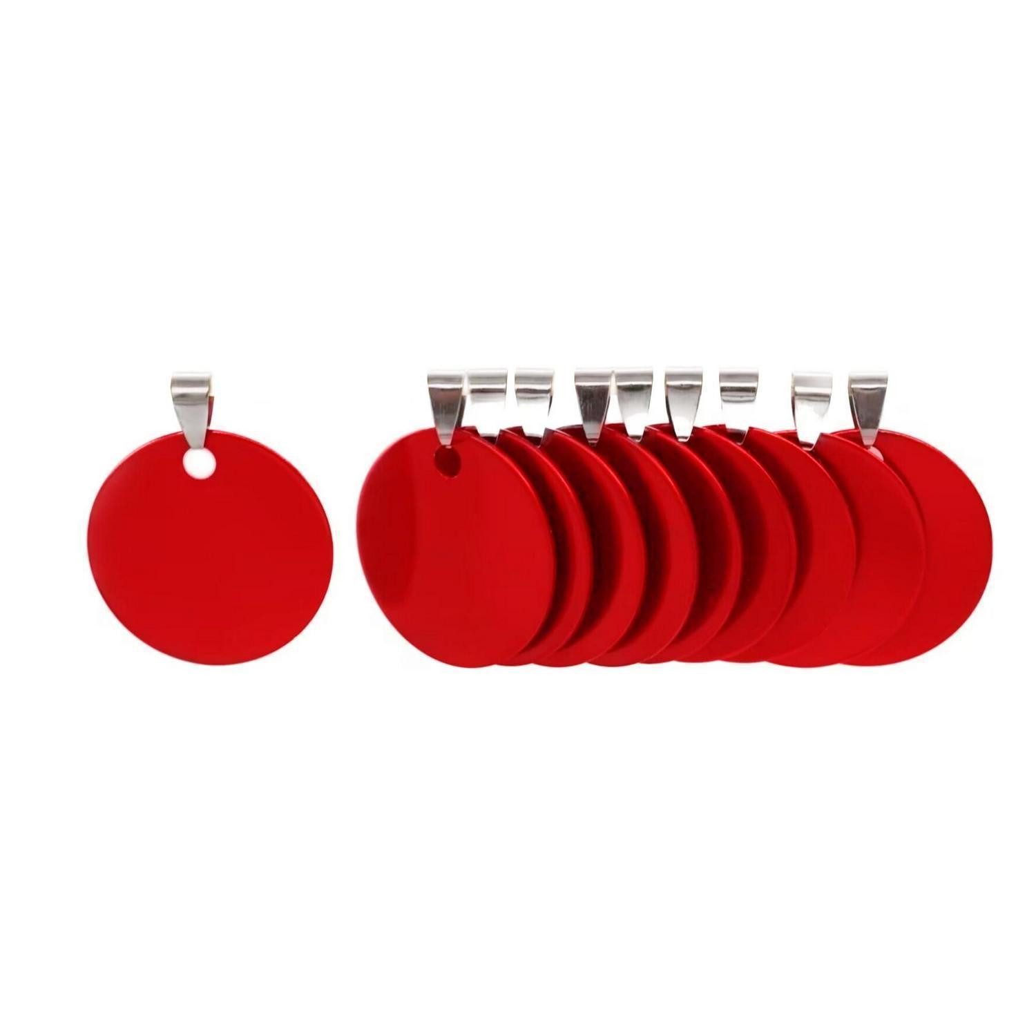 LuxusKollektion Dog Tag Anhänger Hundeanhänger Aluminium rund 3cm rot 50 Stk