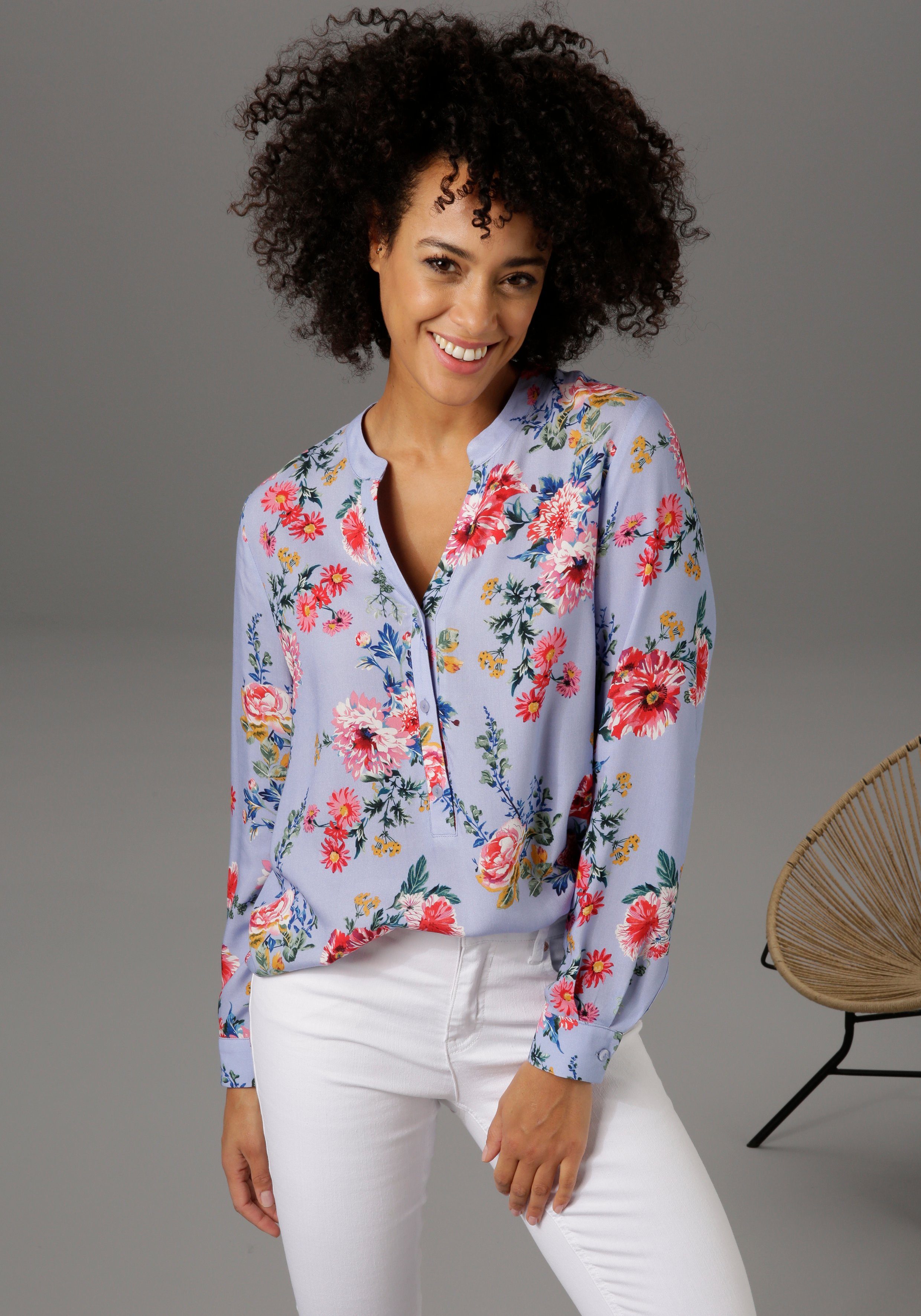 Aniston CASUAL Schlupfbluse mit farbenfrohem Blumendruck günstig online kaufen