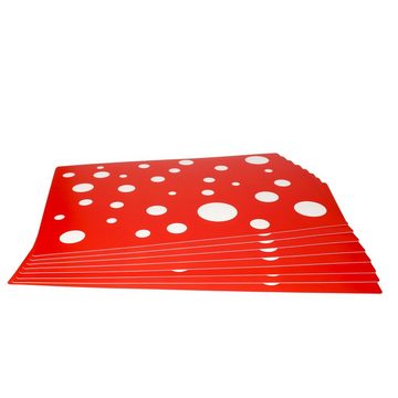 Platzset, 8er Set Tischset rot mit weißen Punkten 45 x 32 cm, MamboCat