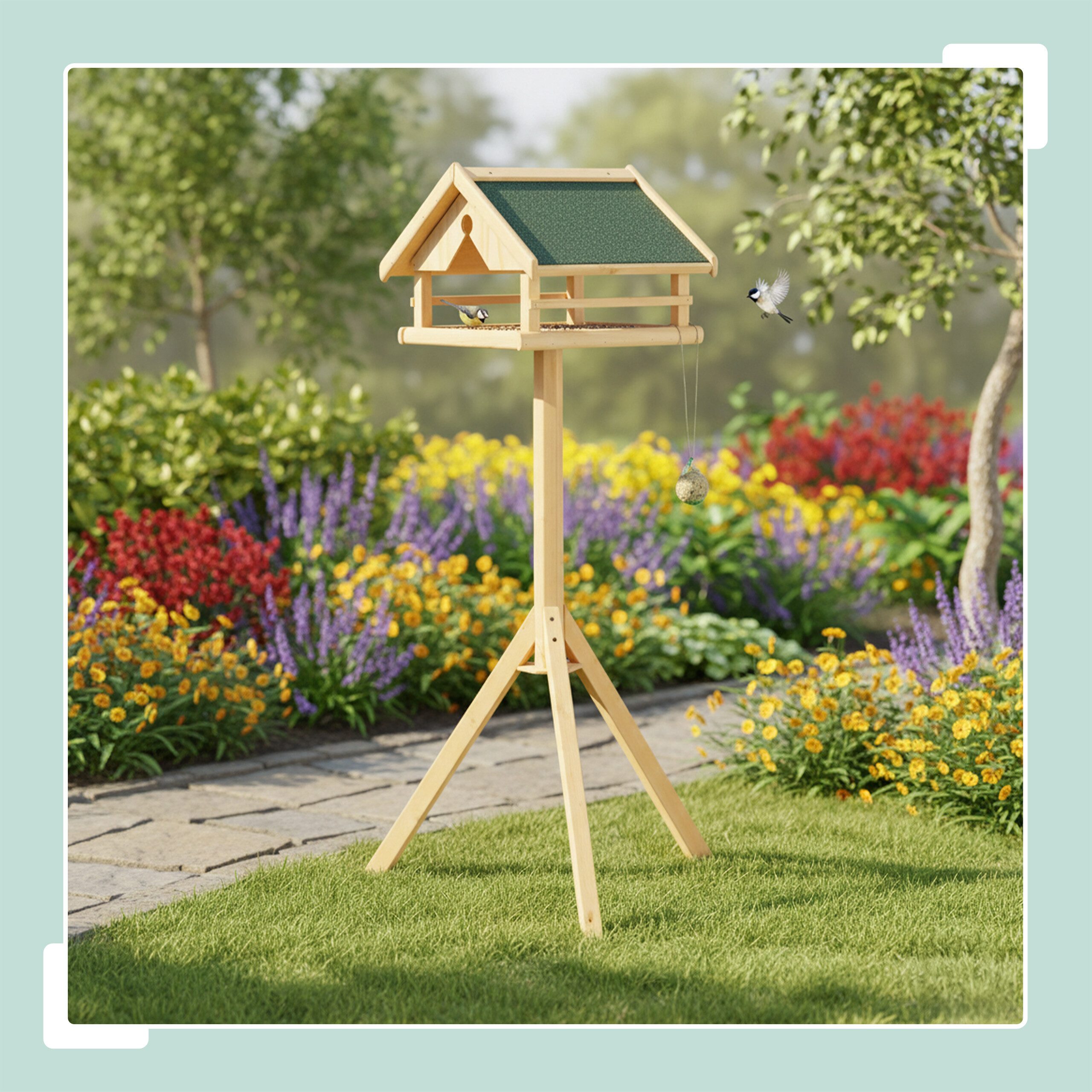 relaxdays Vogelhaus Vogelfutterhaus mit Dreibein, natur günstig online kaufen