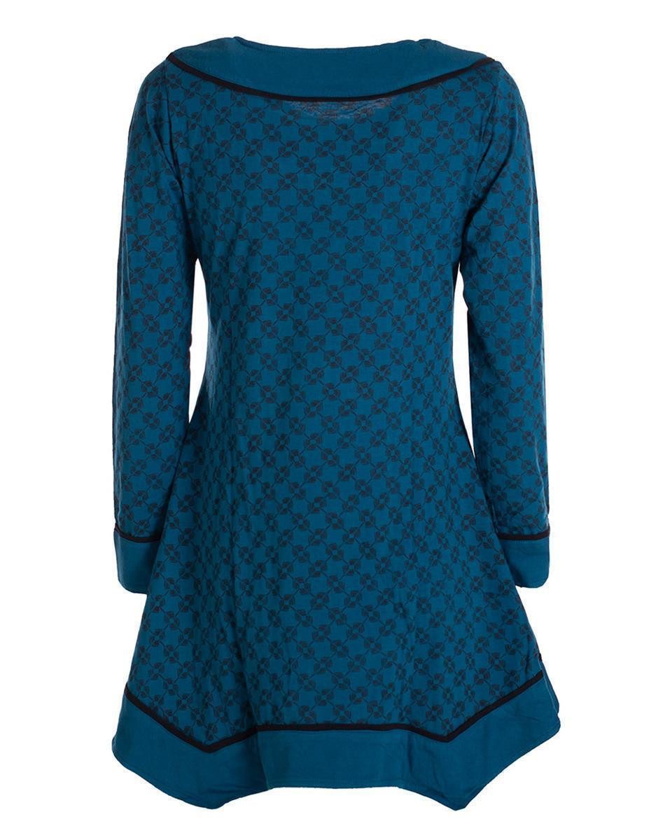 Vishes Tunikakleid Langarm Damen Tunika Shirt-Kleid Ethno Zipfel-Bluse Blus günstig online kaufen
