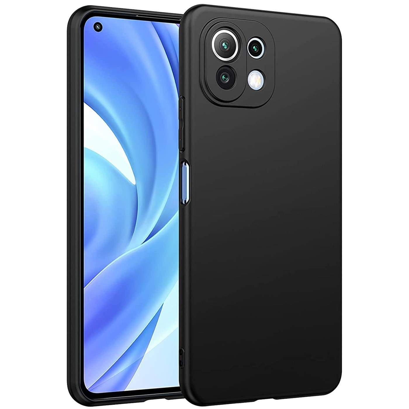 CoolGadget Handyhülle Black Series Handy Hülle für Xiaomi Mi 11 Lite 6,55 Zoll, Edle Silikon Schlicht Schutzhülle für Xiaomi Mi 11 Lite 4G/5G Hülle