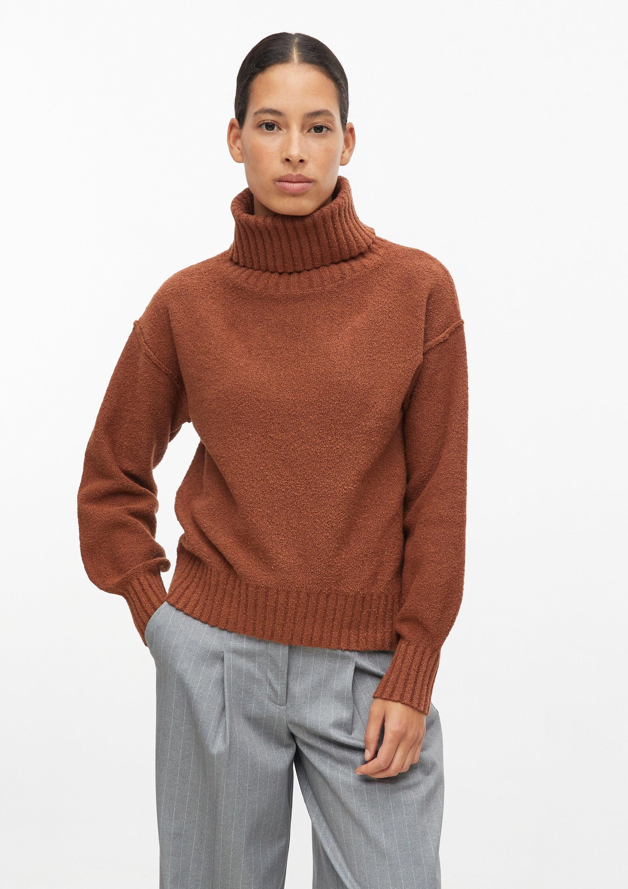 s.Oliver Longpullover Strickpullover Bouclé-Strickpullover mit Rollkragen