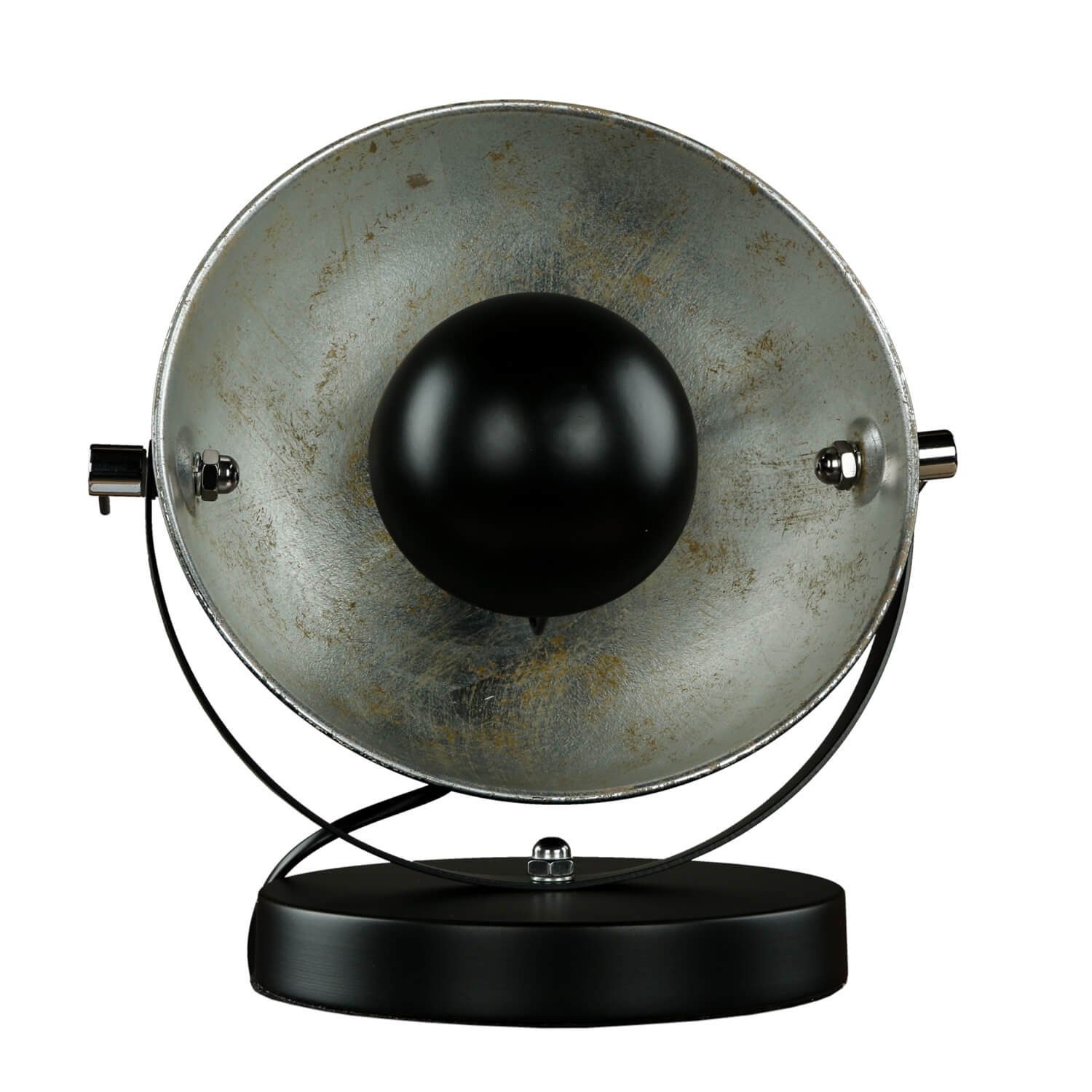 Studio Schwarz cm 27 Silber Retro Licht-Erlebnisse verstellbar dekorativ BARAN, H: ohne Nachttischlampe Lampe Leuchtmittel, E14
