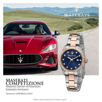 MASERATI Quarzuhr Maserati Damenuhr COMPETIZIONE, (Analoguhr), Damenuhr rund, mittel (ca. 31mm) Edelstahlarmband, Made-In Italy