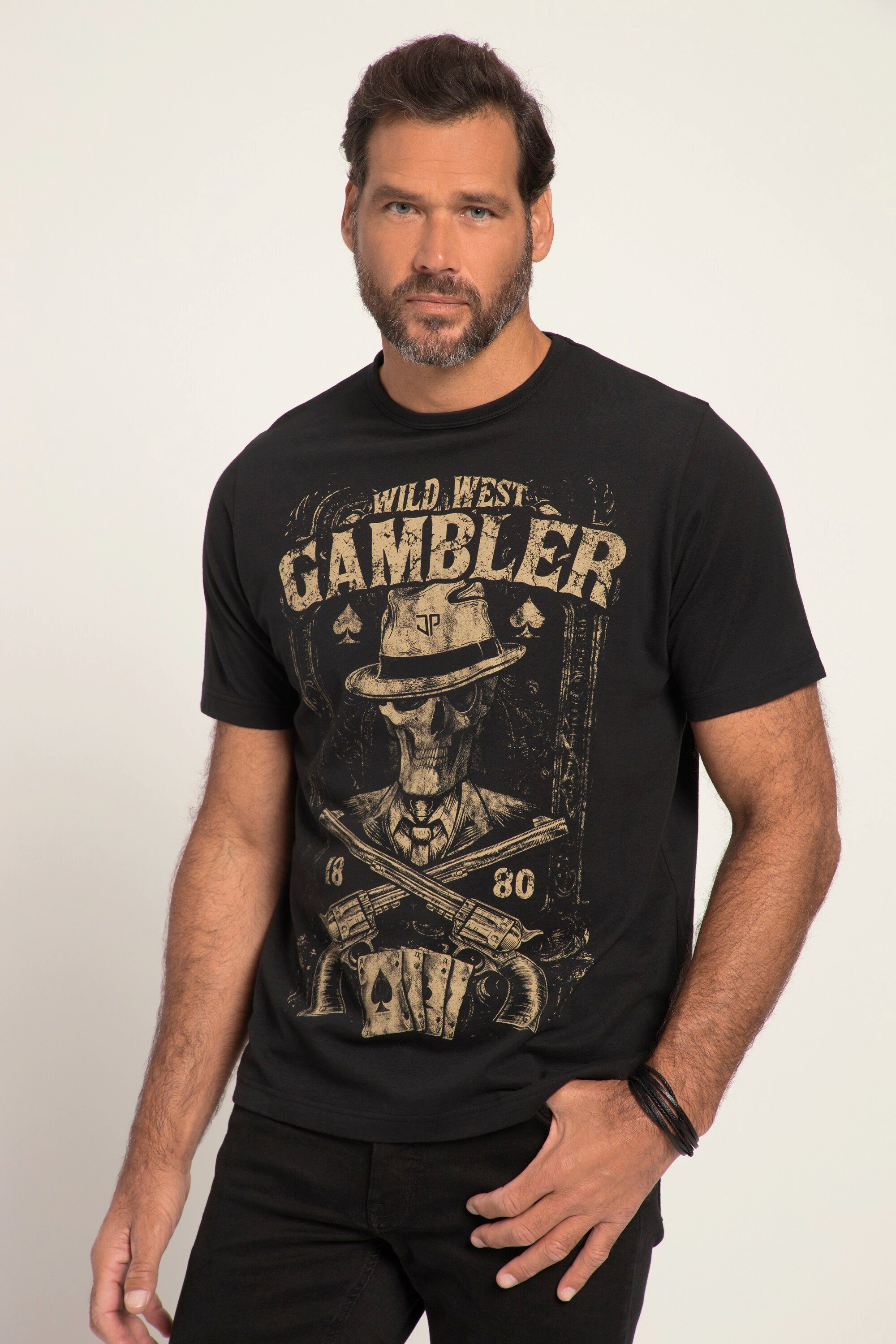 JP1880 T-Shirt T-Shirt Motorrad Gambler Print Halbarm