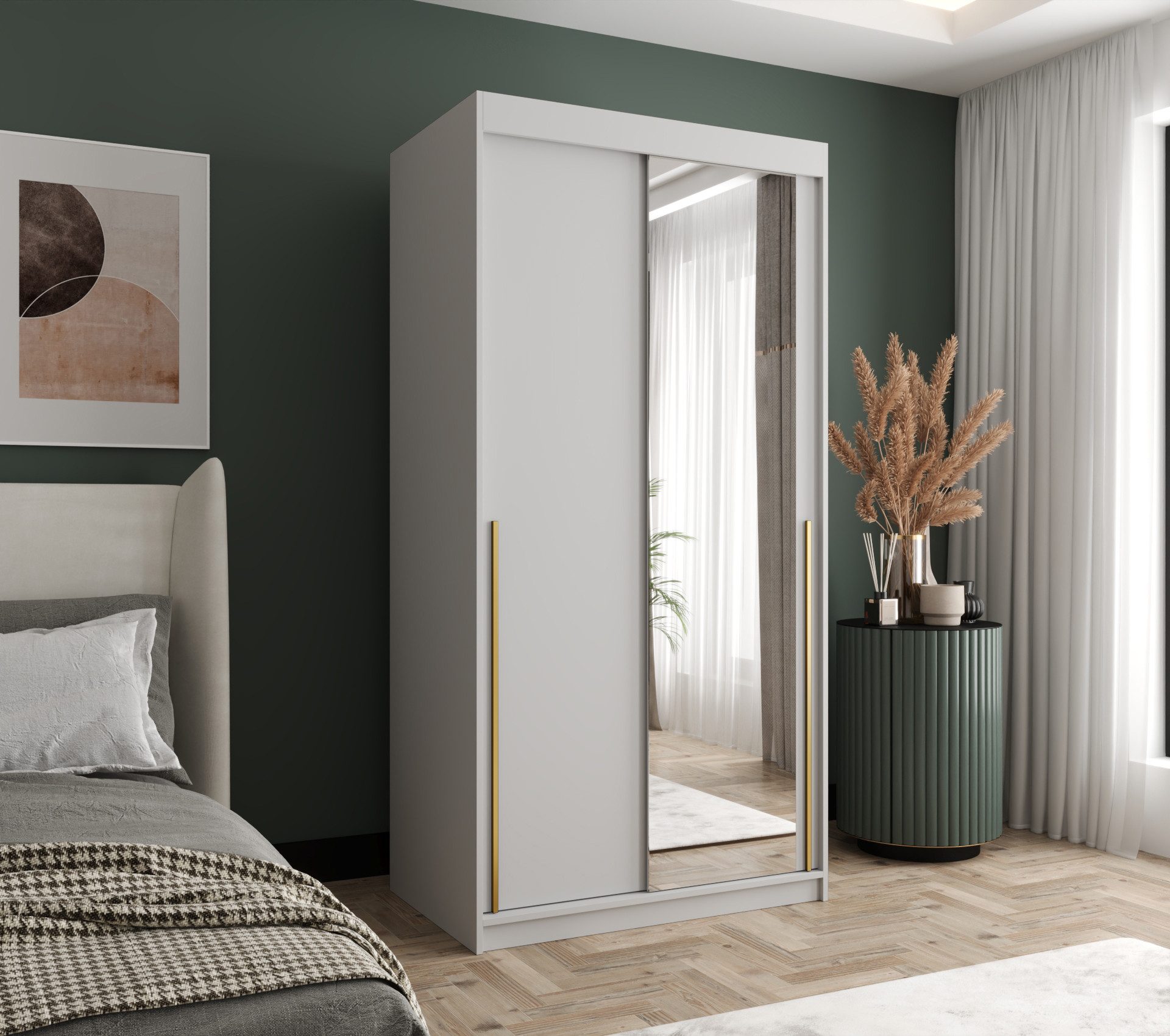 Schwebetürenschrank Kleiderschrank Schrank mit Spiegel Schlafzimmer Garderobe geräumig