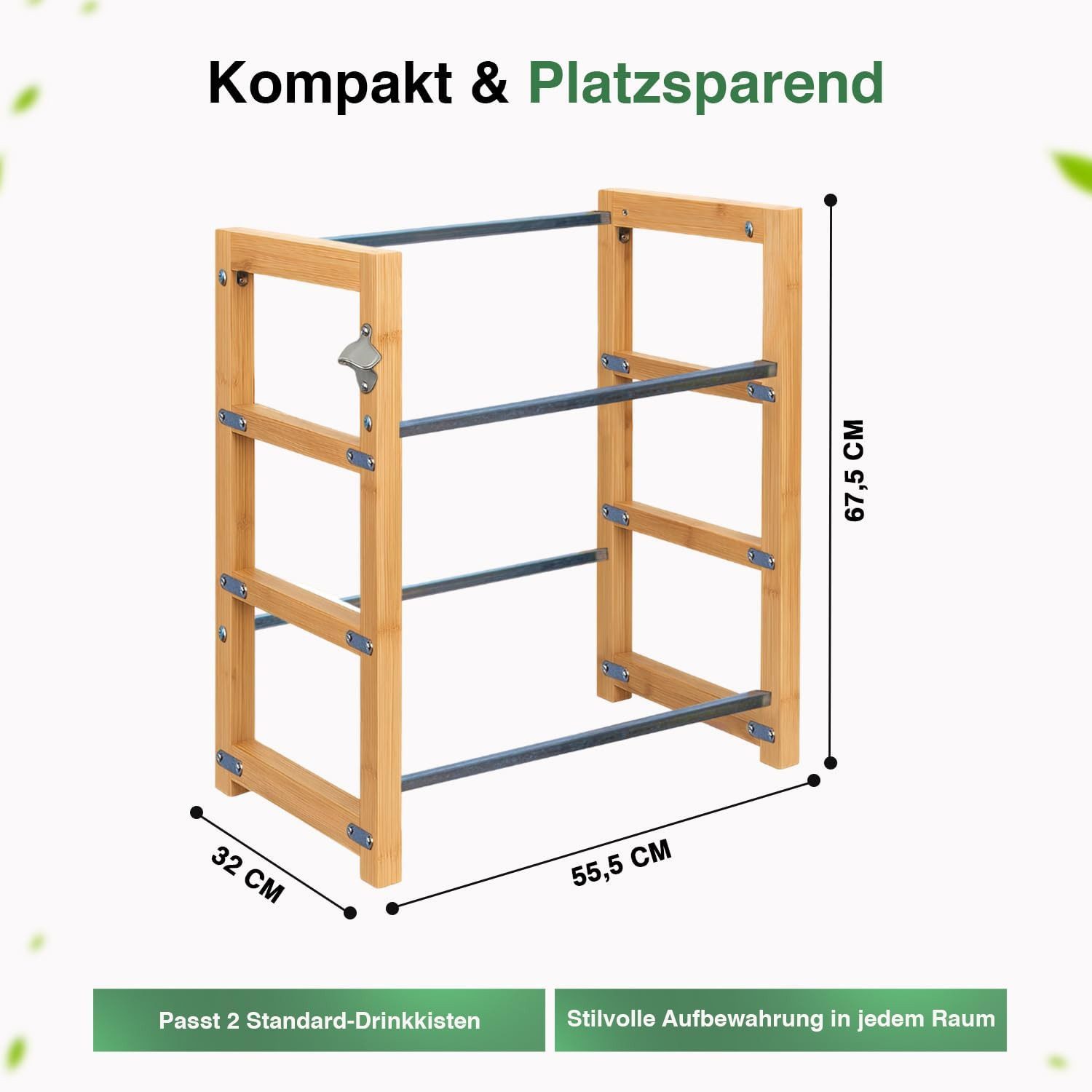 Dimono Flaschenregal DIMONO Bambus Getränkekisten Regal – Ablage für 2/3/6 günstig online kaufen
