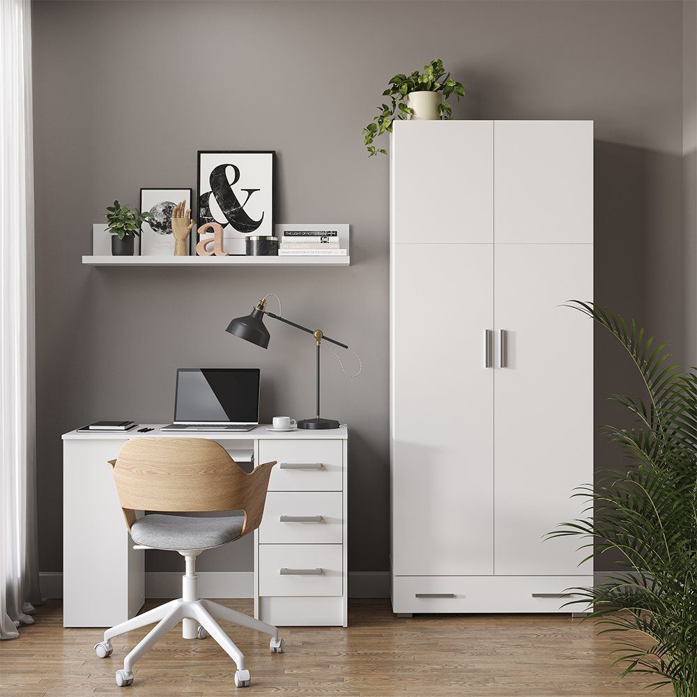 Aktenschrank Frank, Weiß, 80 x 200 cm mit Schublade