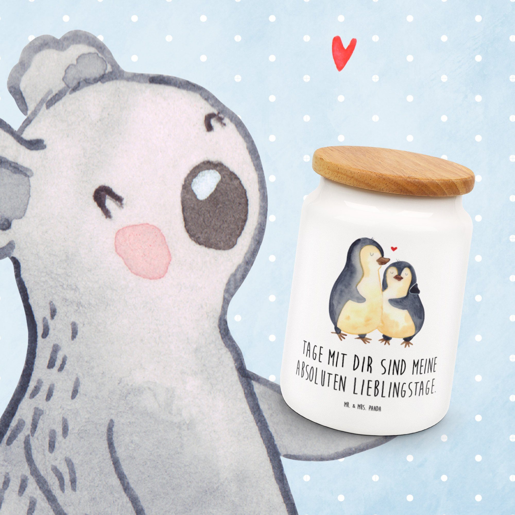 Panda Seevogel, Liebesbewe, Vorratsdose, - - Mr. Vorratsdose Geschenk, Keramik, & Weiß Pinguin umarmend Mrs. (1-tlg)
