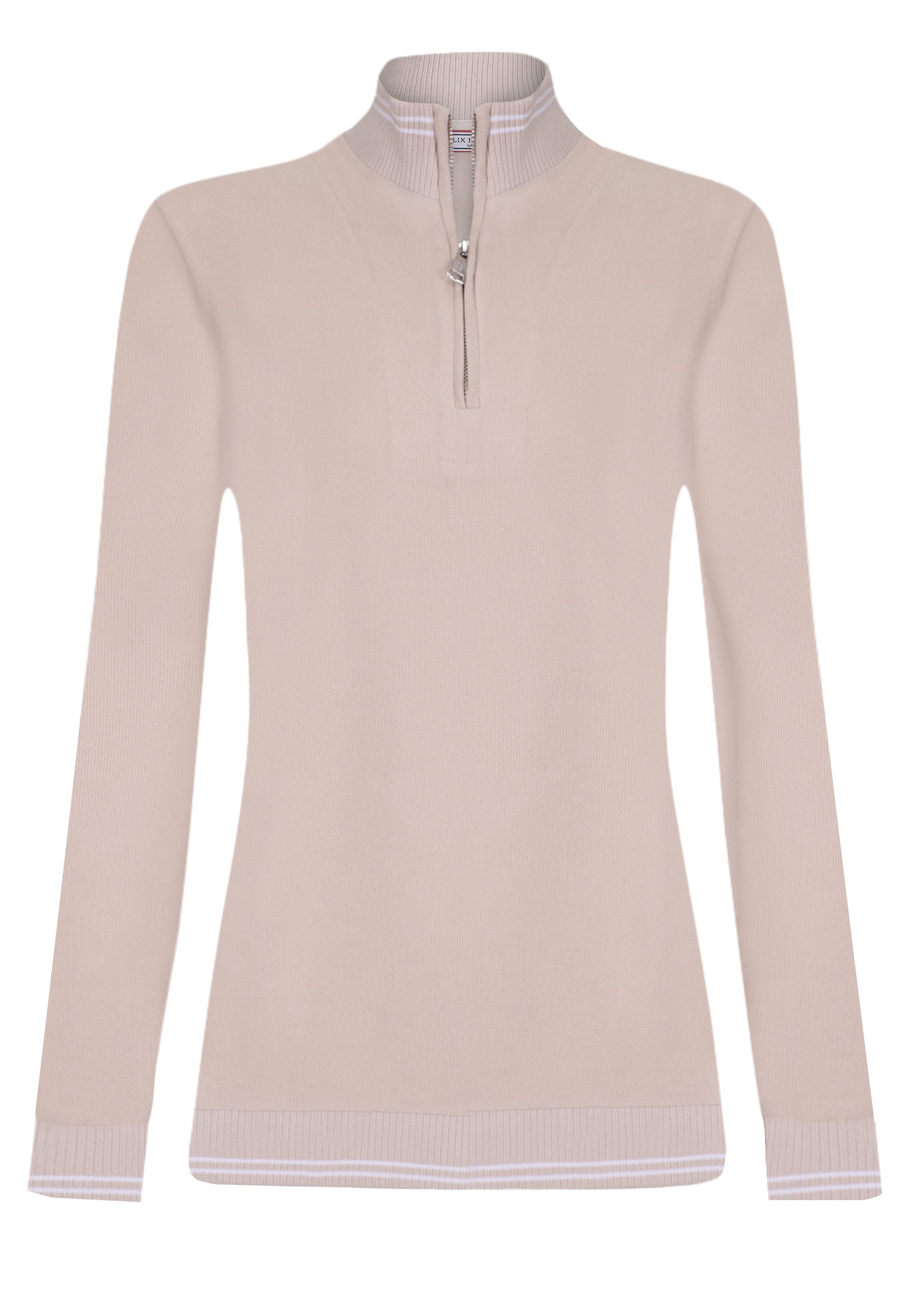 Felix Hardy Stehkragenpullover Strickpullover mit halbem Reißverschluss