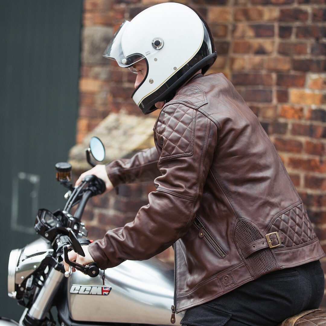 Merlin Motorradjacke Chester D3O Cafe Motorrad Lederjacke Atmungsaktiv protektoren herausnehmbares reißverschluss