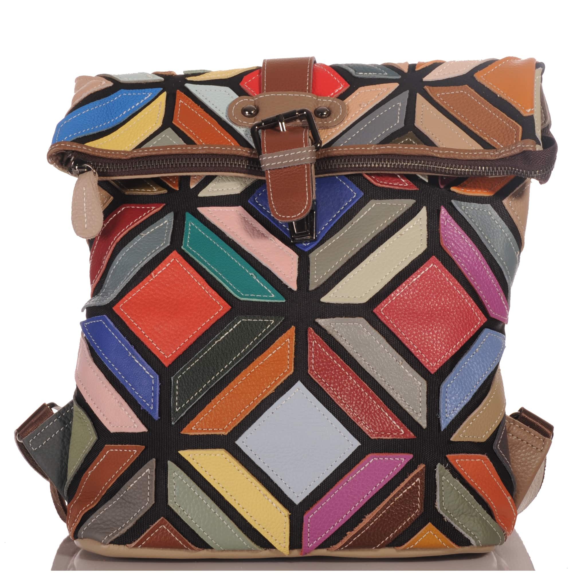 KMISSO Henkeltasche Handgefertigter Pachwork Design Echtleder Cyty Back Ruc günstig online kaufen