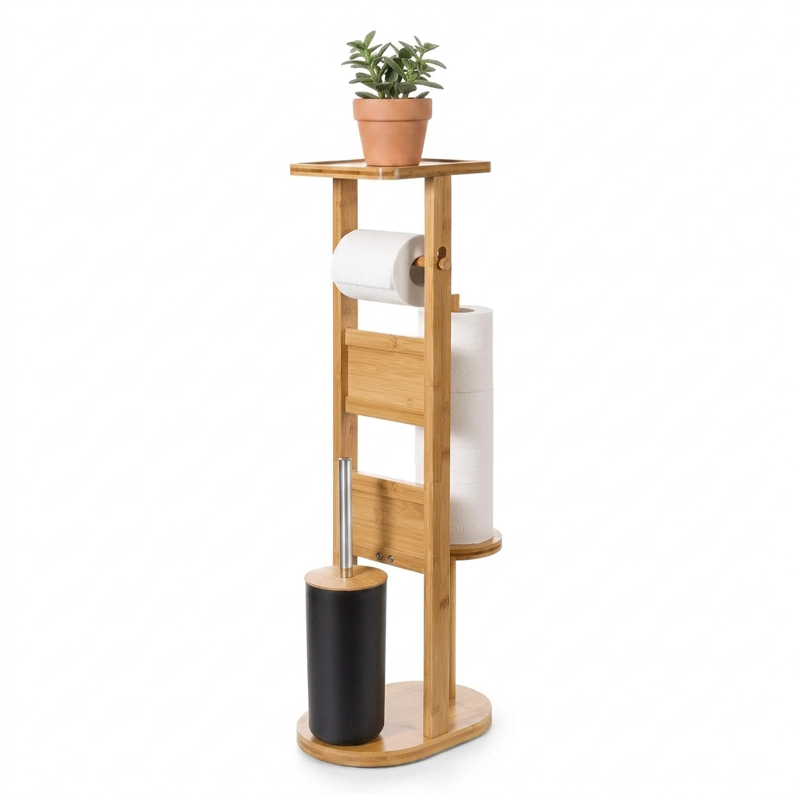 relaxdays WC-Garnitur mit Ablage, Gäste-WC, Badezimmer, (4-tlg), natur