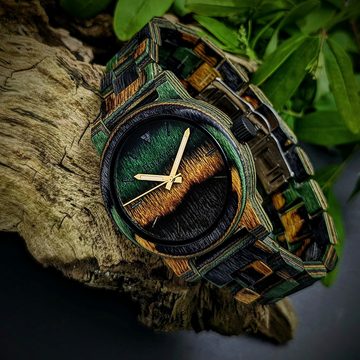 Holzwerk Quarzuhr WIESMOOR Damen & Herren Holz Tarn Armband Uhr, braun, grün, schwarz