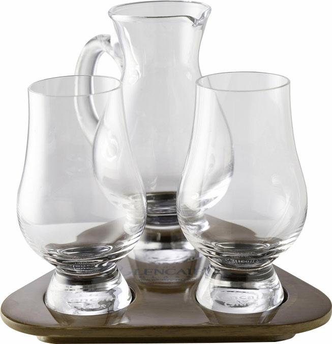 Stölzle Whiskyglas Glencairn Glass, Kristallglas, 2 Gläser, 1 Krug auf Tablett