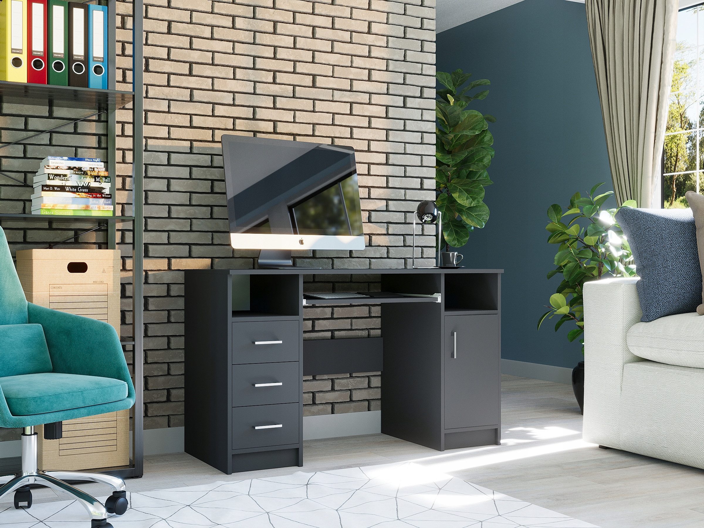 Home Collective Schreibtisch mit 3 Schubladen, günstig online kaufen