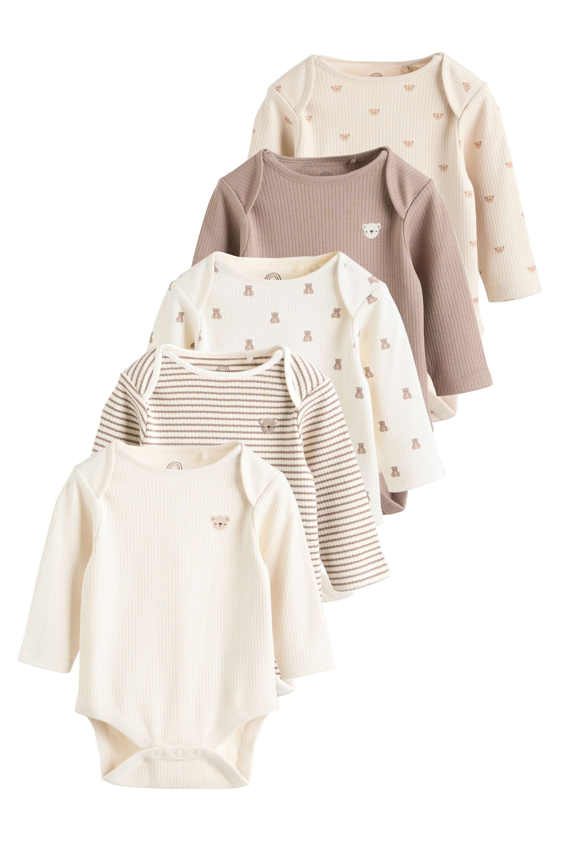 Next Langarmbody Langärmelige Strampelanzüge, 5er-Pack (5-tlg)