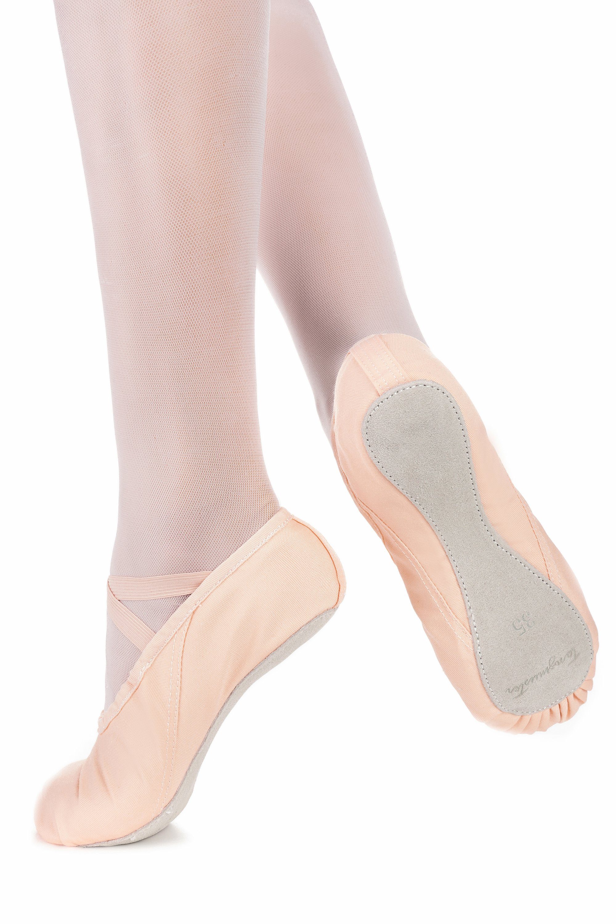 Tanzschuh mit Mädchen tanzmuster Ledersohle ganzer Ballettschuhe rosa-apricot für Ballettschläppchen Dani